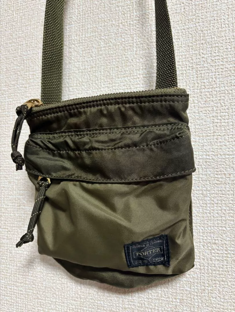 PORTER Olive Green Nylon Crossbody Bag
