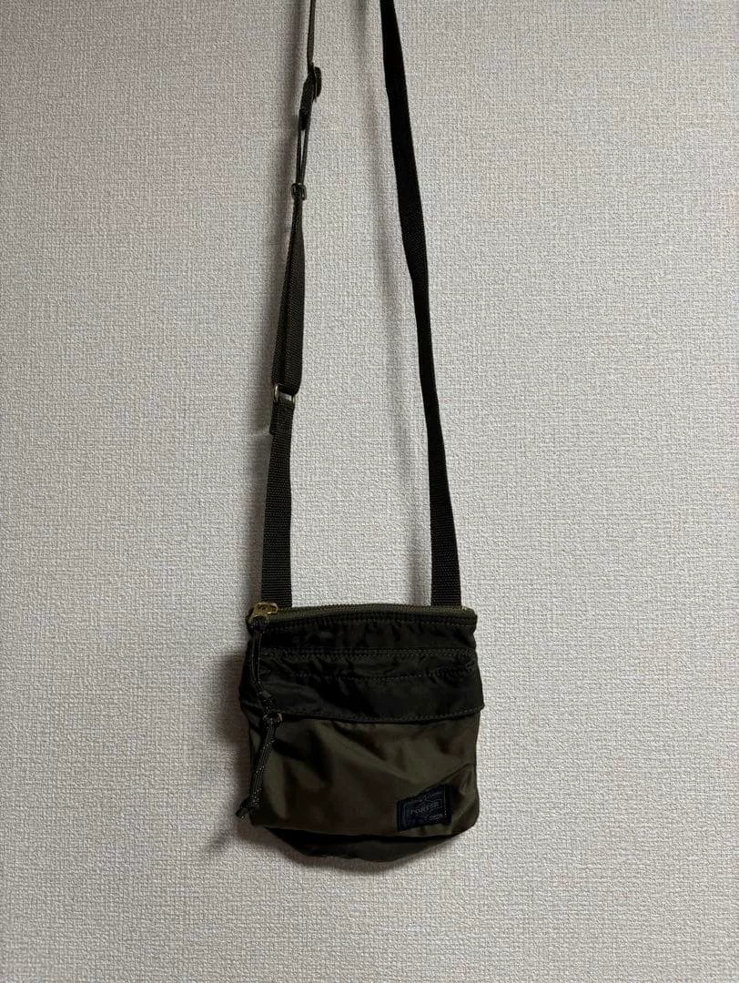 PORTER Olive Green Nylon Crossbody Bag — back