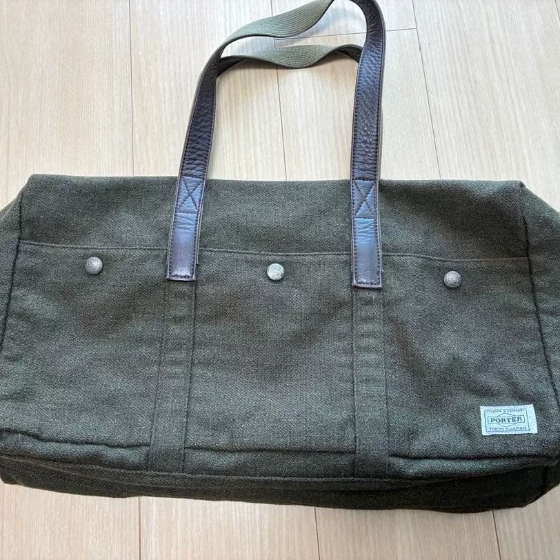 Porter Olive Green Felt Tote Bag
