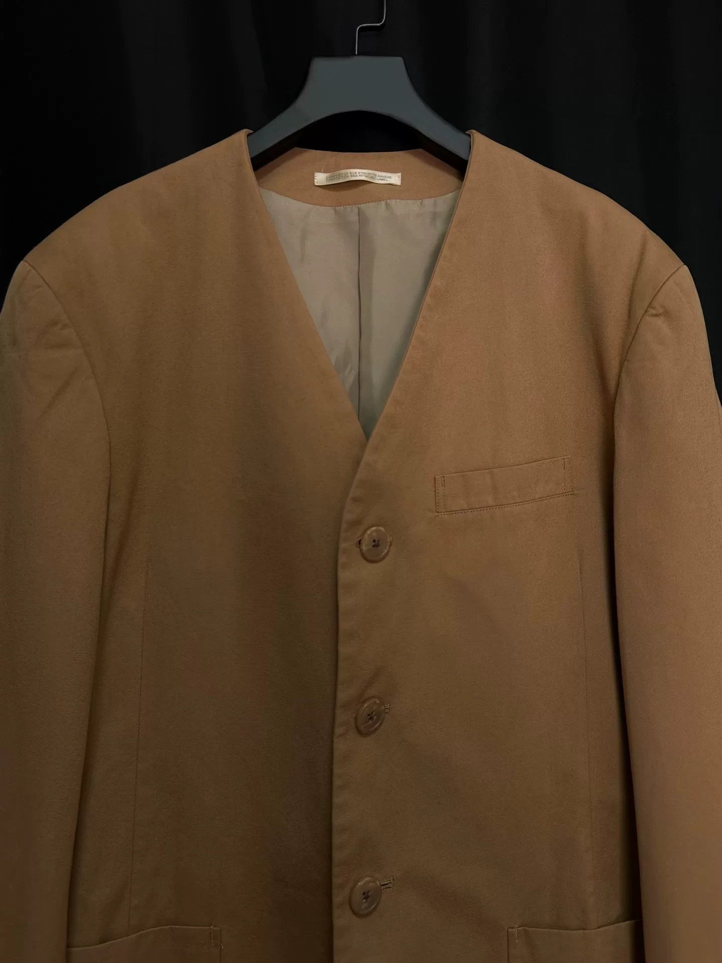 Yohji Yamamoto 90s Collarless Coat — label