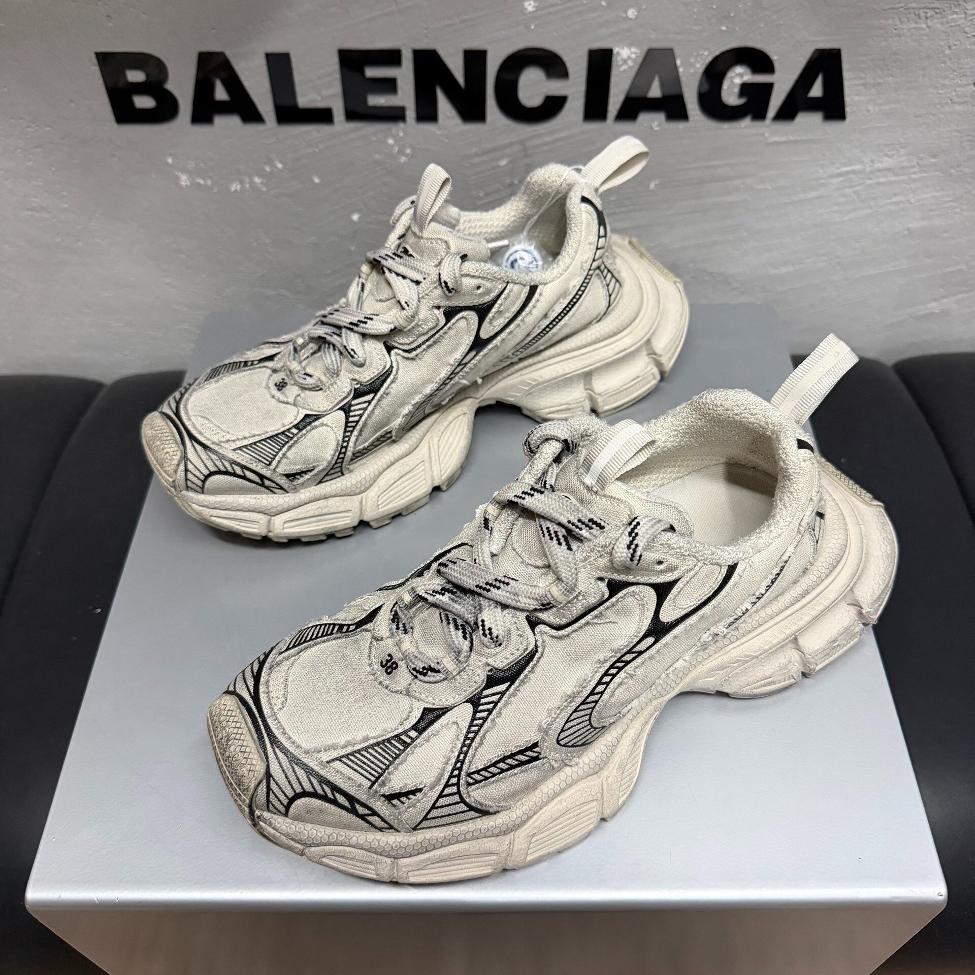 Balenciaga 3XL Off-White Distressed Dad Shoes