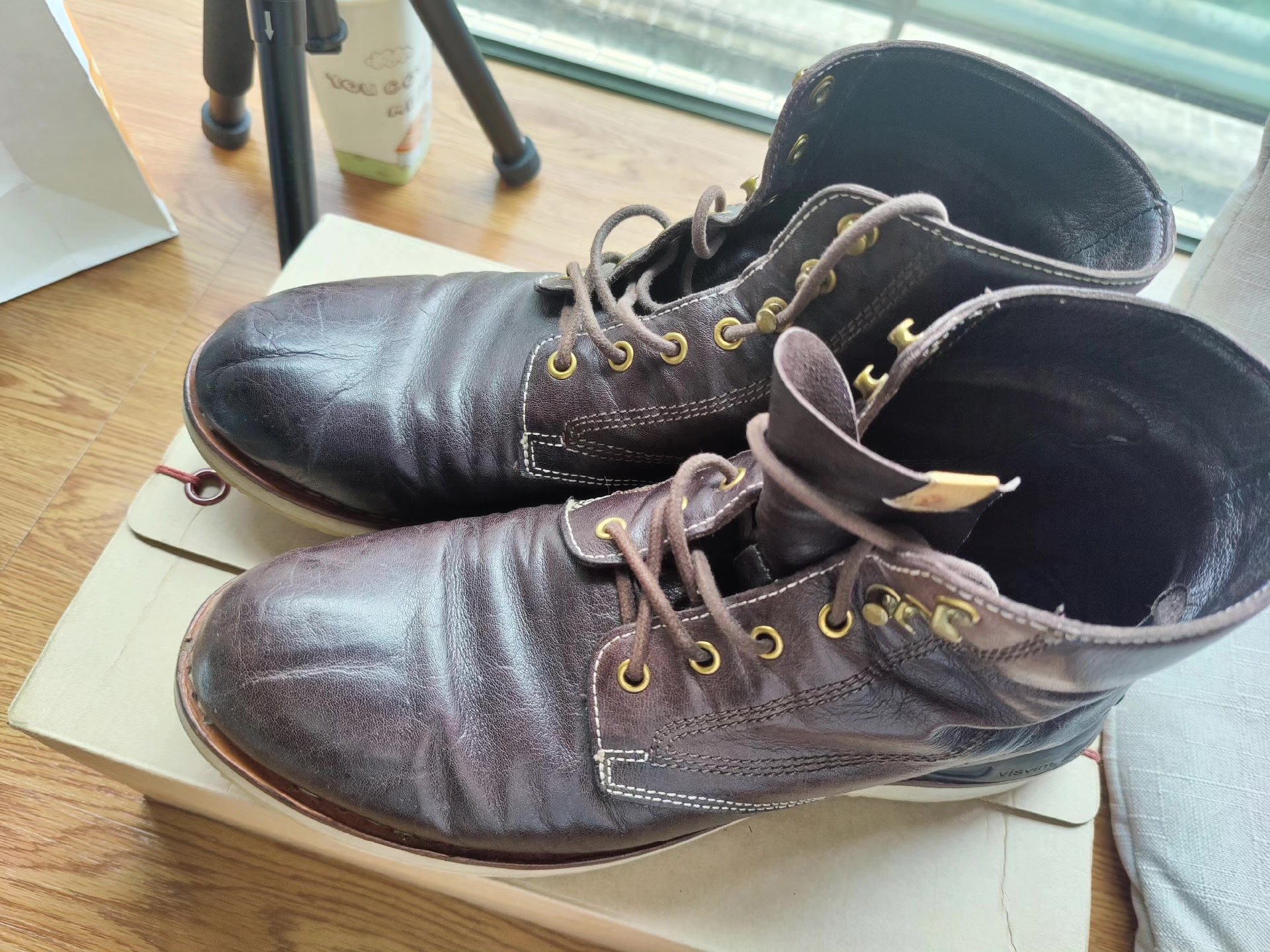visvim Virgil Dark Brown Leather Boots — front
