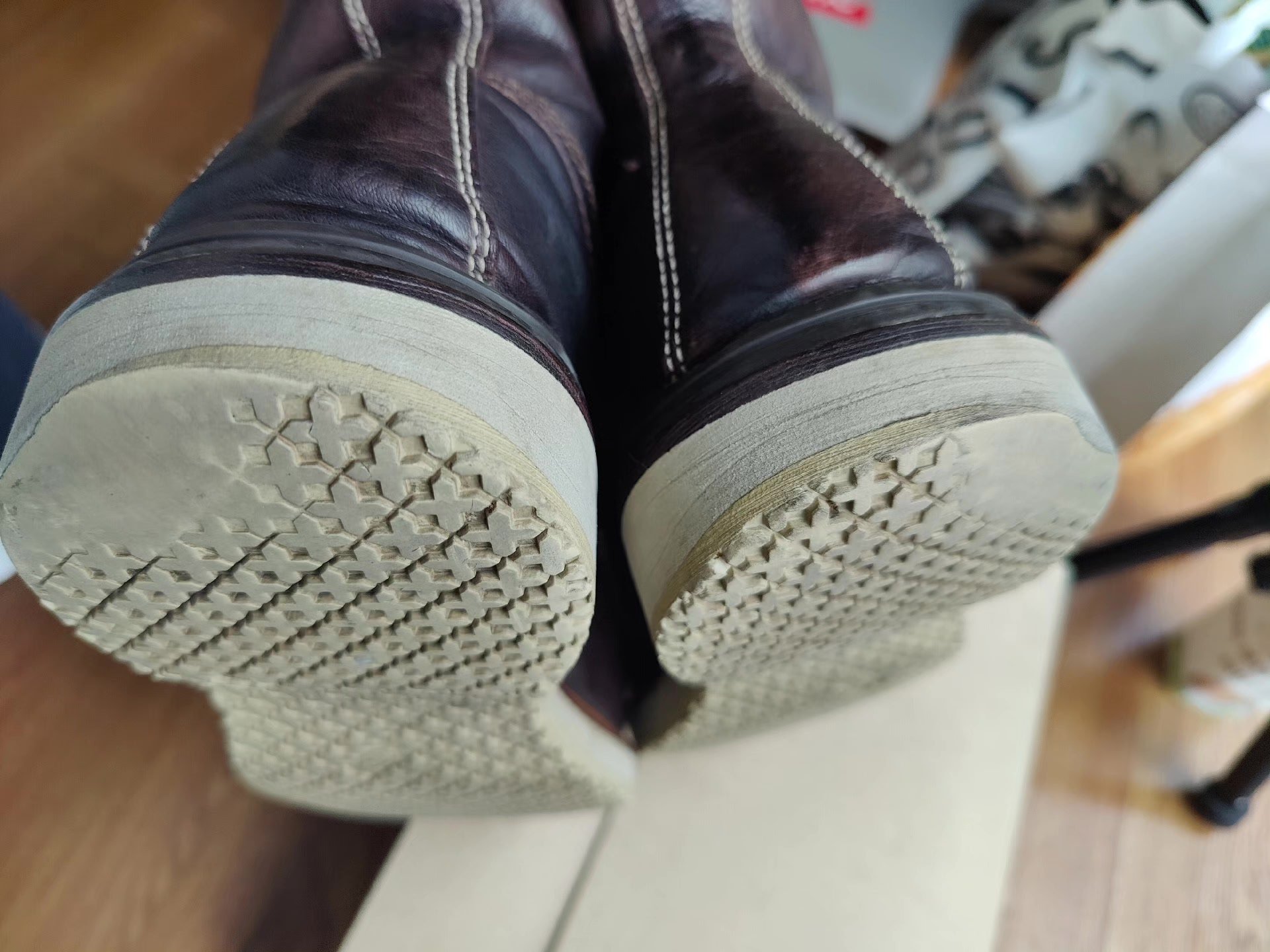 visvim Virgil Dark Brown Leather Boots — detail