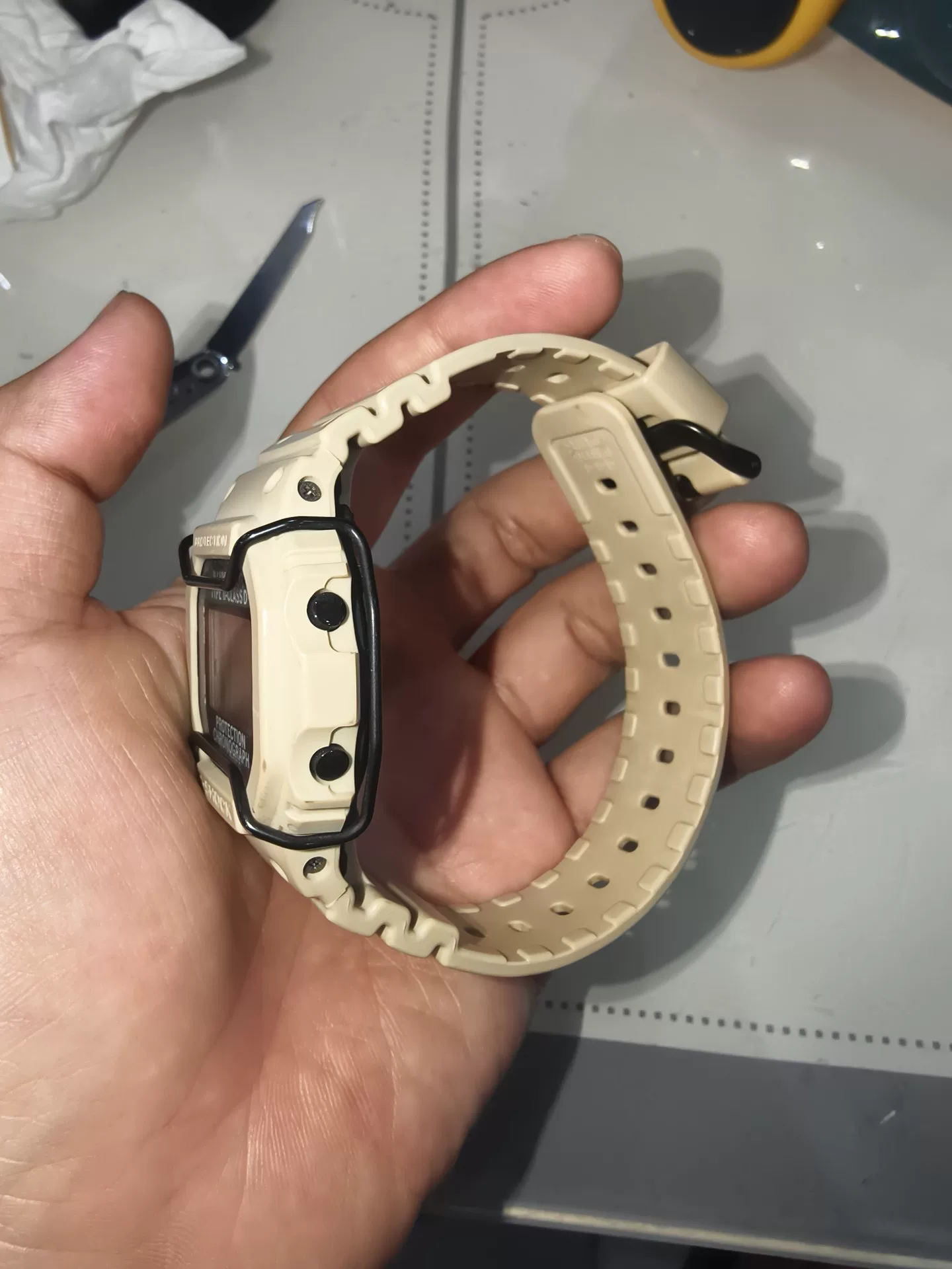 Casio x n.hoolywood Beige Square Case — front