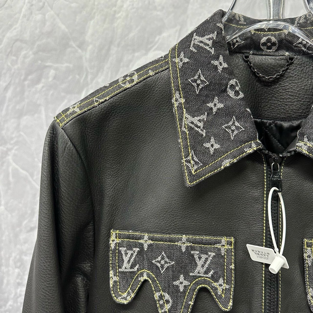 Louis Vuitton Nigo Patchwork Monogram Leather Jacket — detail