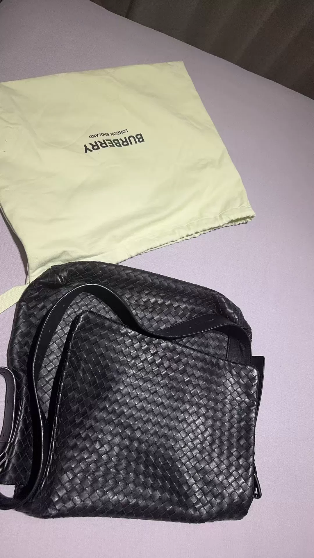 BV Classic Black Woven Shoulder Bag