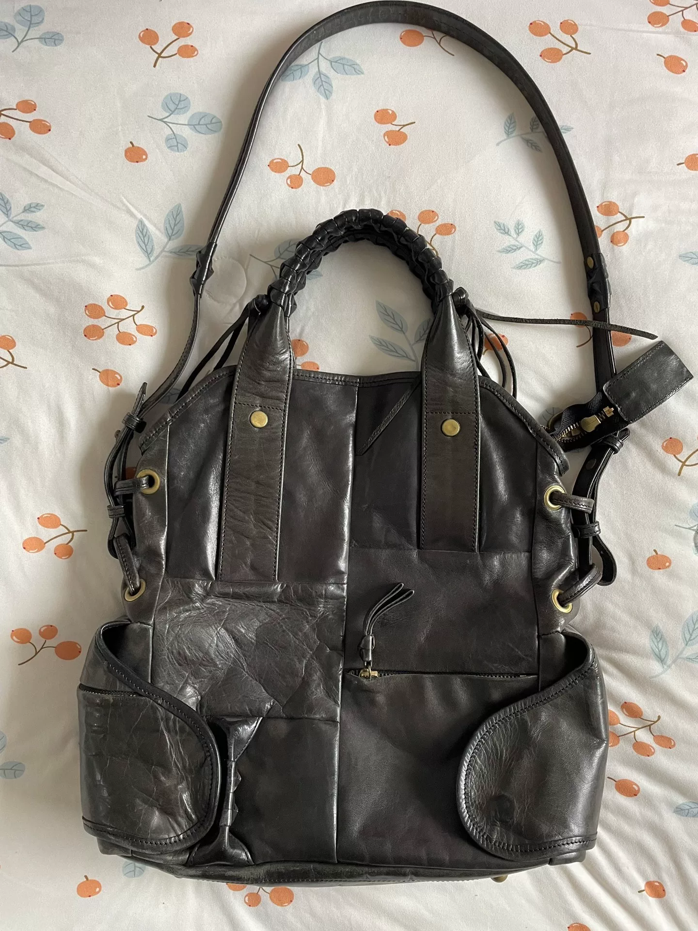 Corneliani Black Leather Handbag Crossbody — front