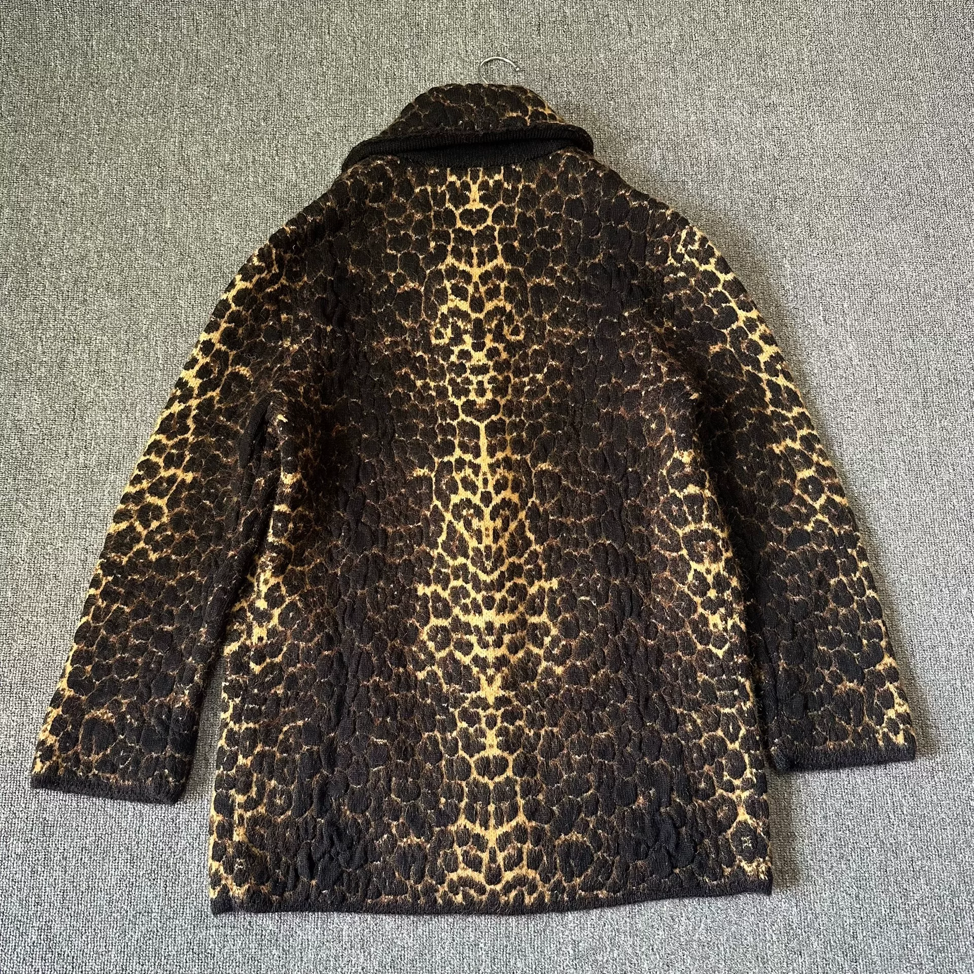 CELINE Leopard Print Wool Coat — label