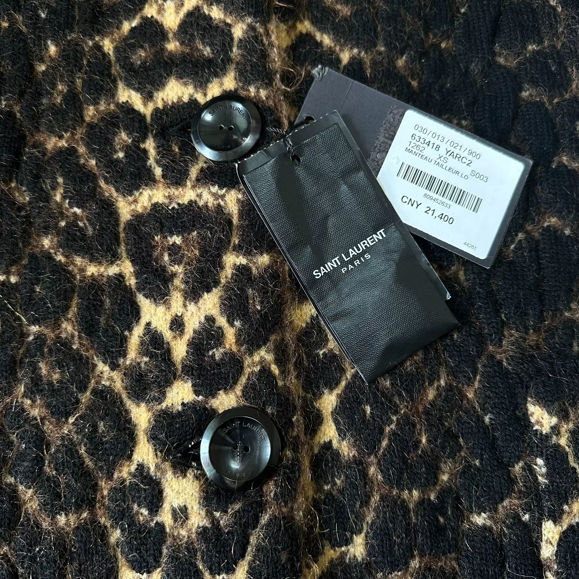 CELINE Leopard Print Wool Coat — front