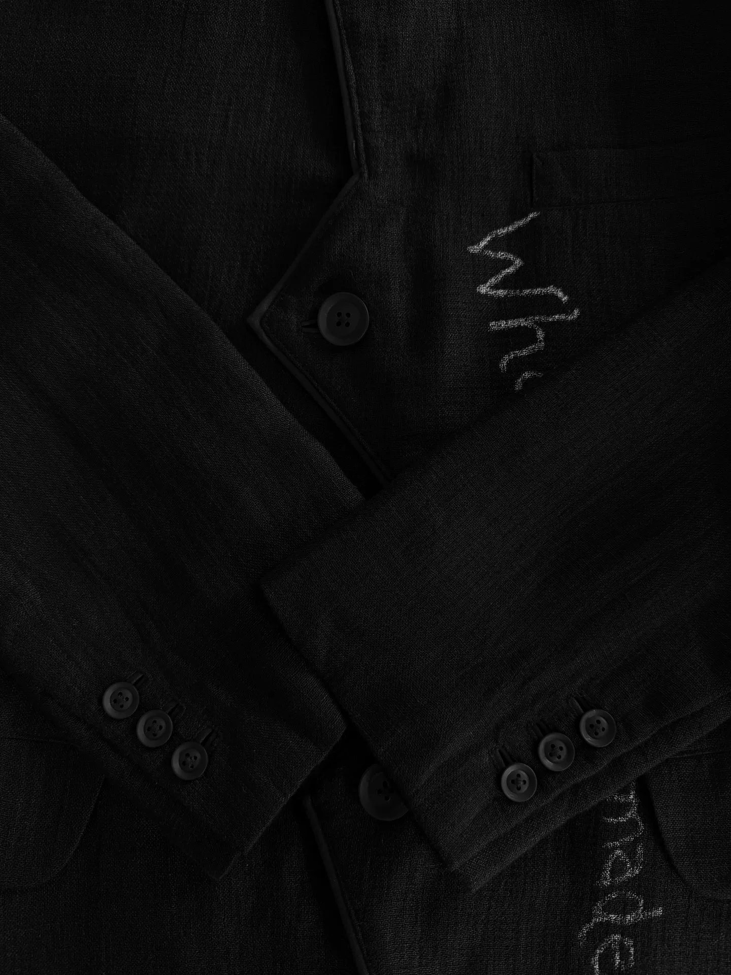 Yohji Yamamoto 23SS Linen Sheepskin Text Blazer — label