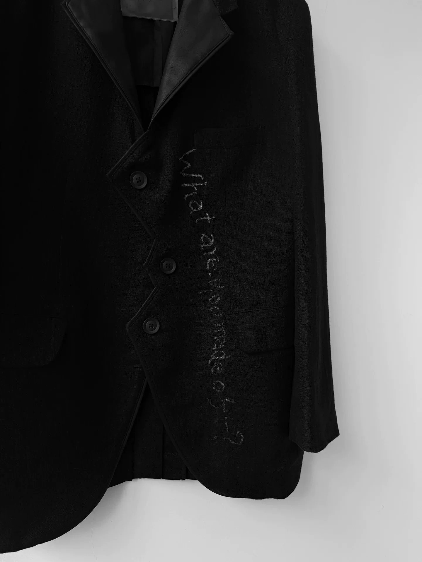 Yohji Yamamoto 23SS Linen Sheepskin Text Blazer — back