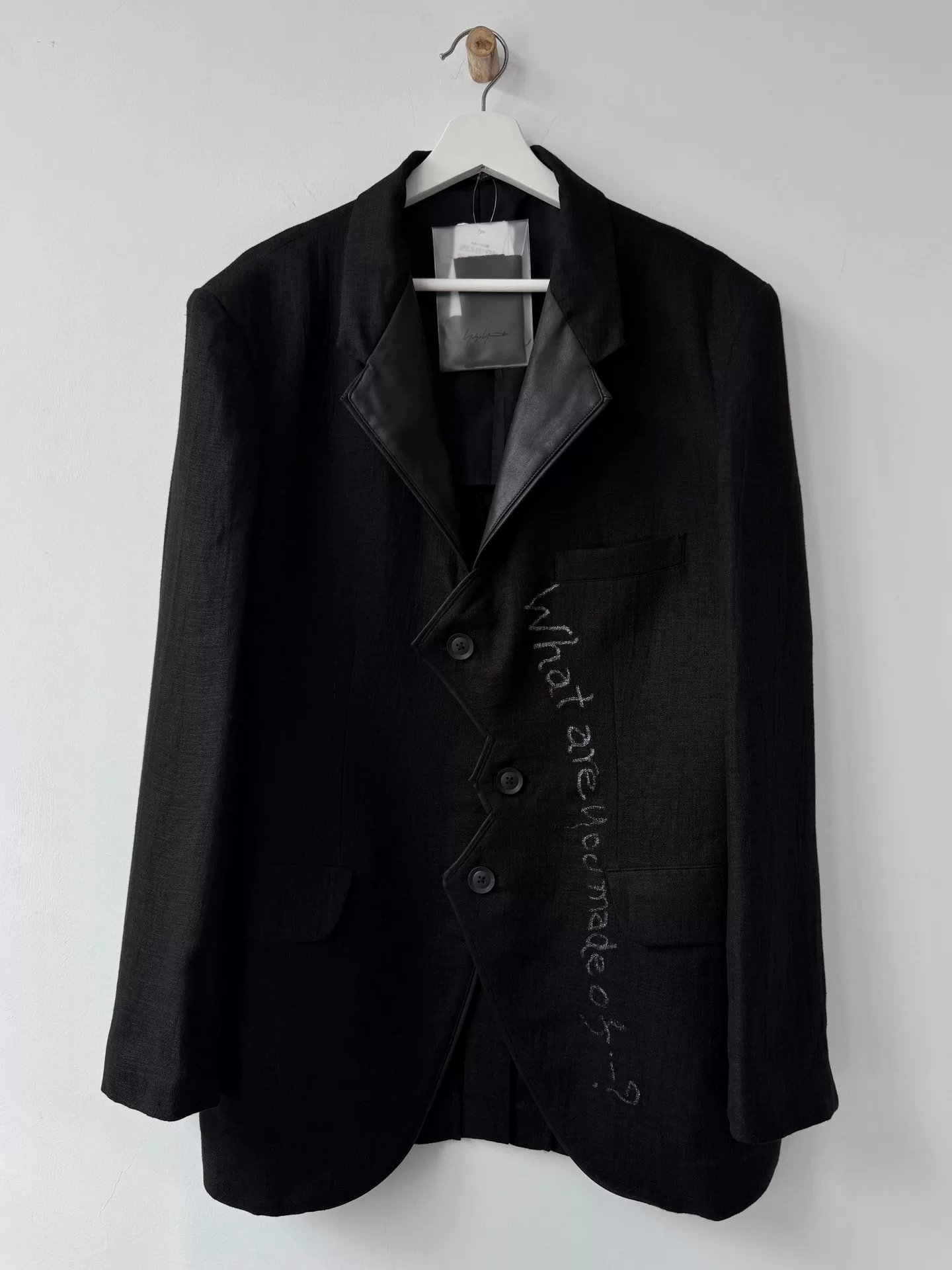 Yohji Yamamoto 23SS Linen Sheepskin Text Blazer — front