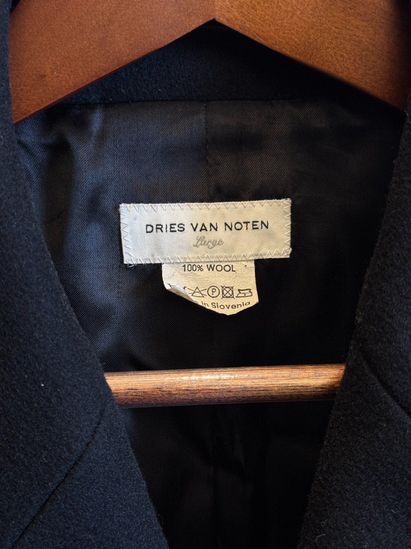 Dries Van Noten Black Pea Coat — detail