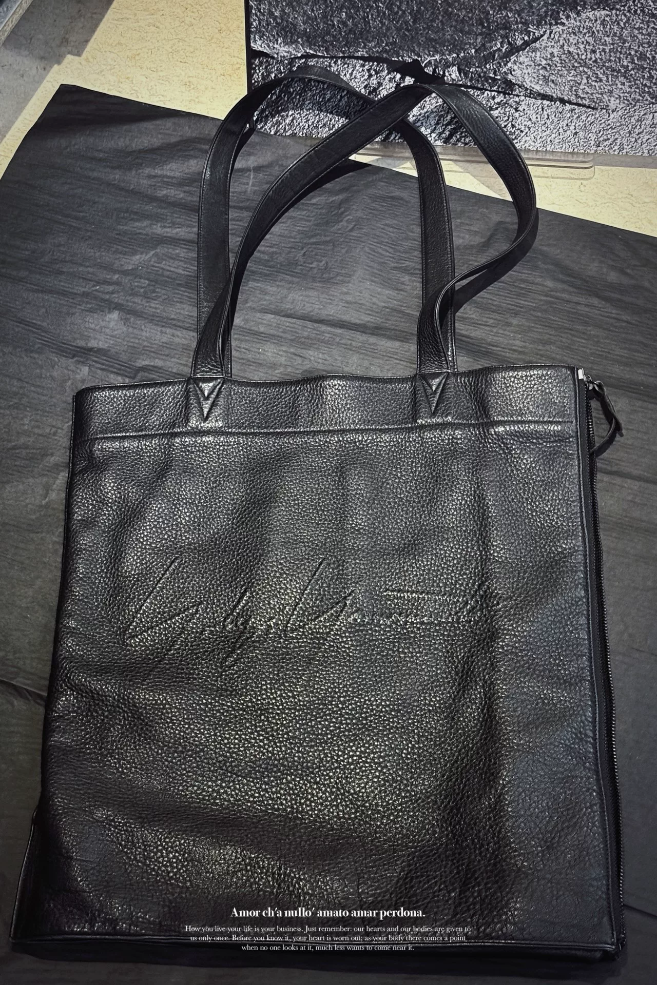 Yohji Yamamoto 19SS Embossed Leather Tote — front