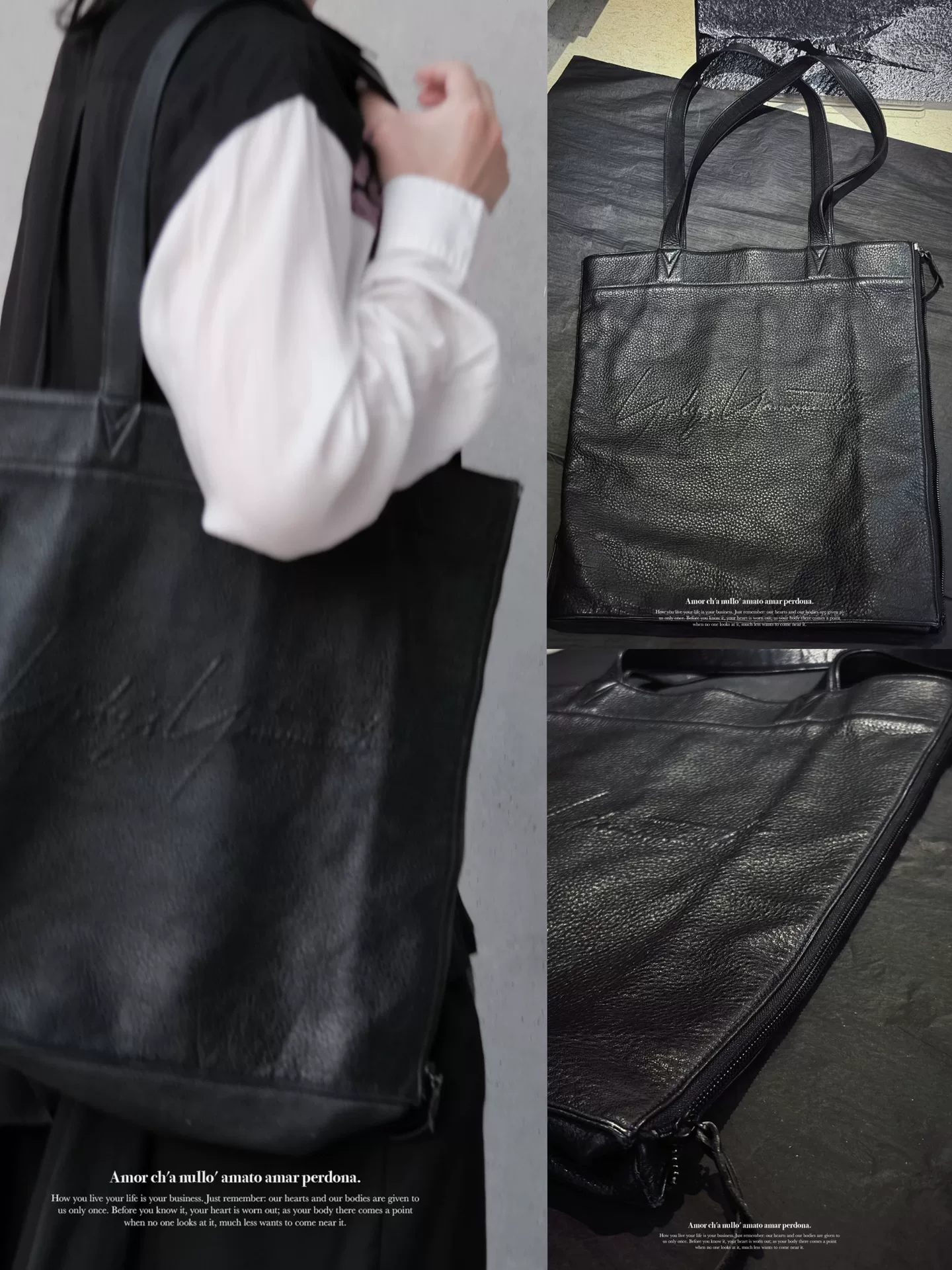 Yohji Yamamoto 19SS Embossed Leather Tote