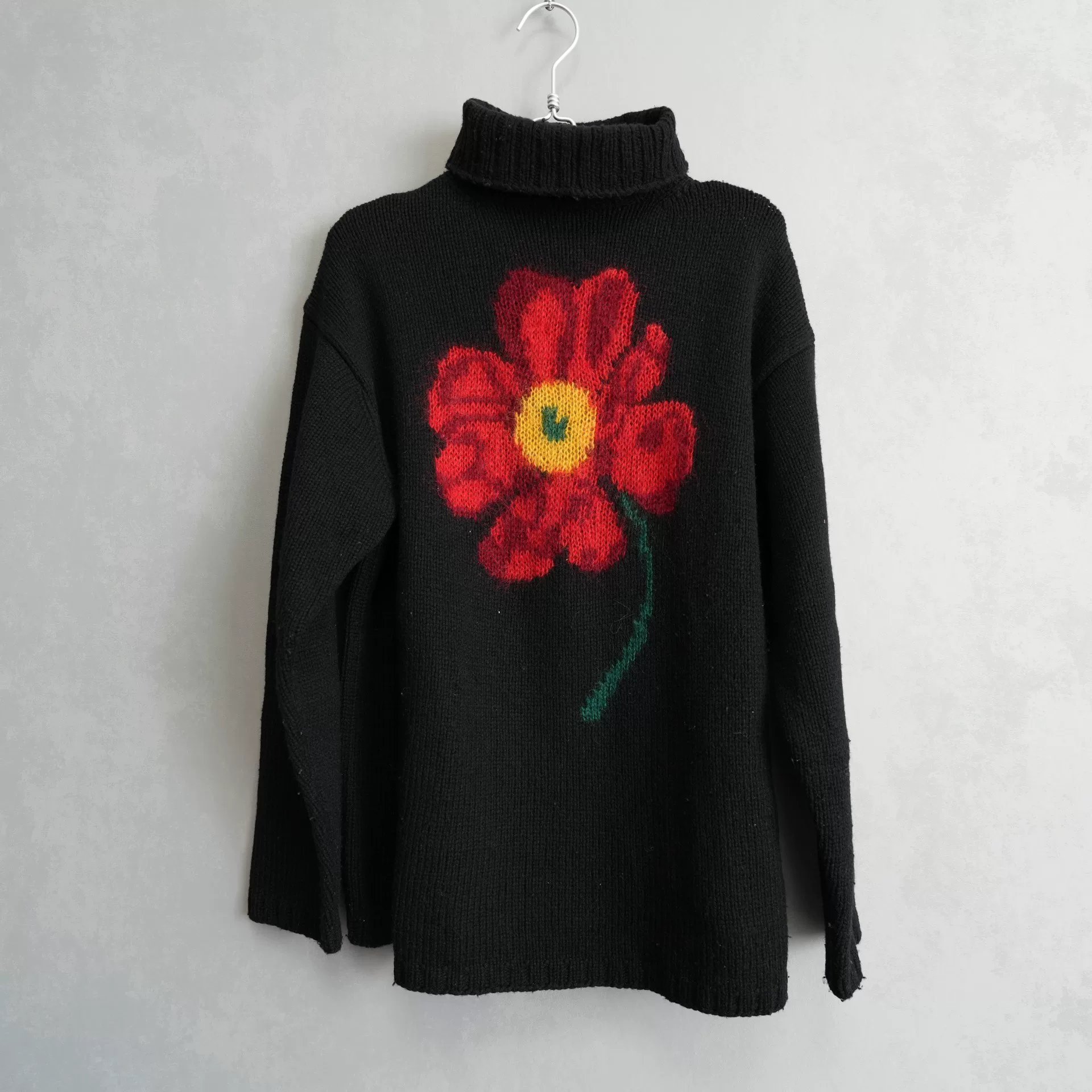 Yohji Yamamoto 95AW Floral Turtleneck Sweater — detail