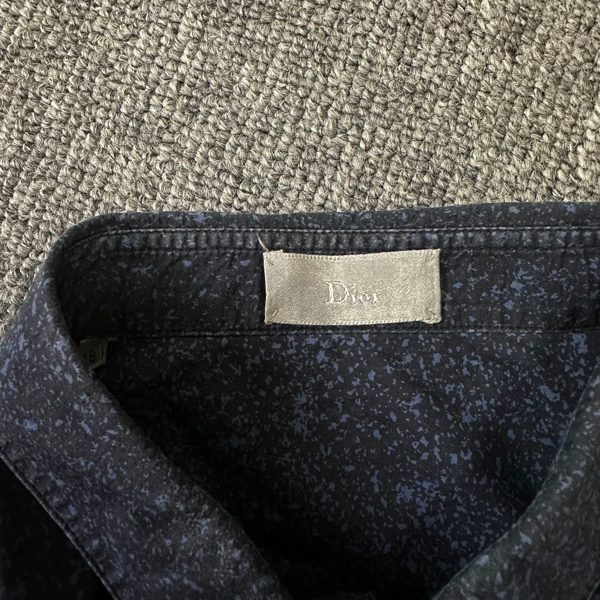 Dior Dark Blue Splatter Long-Sleeve Shirt — label