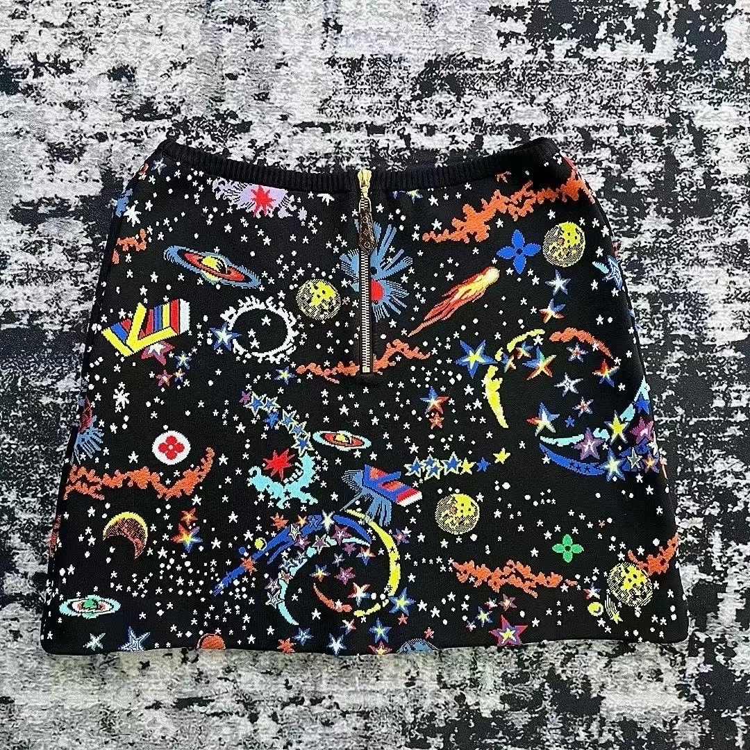 Louis Vuitton Planet Graffiti Knit Skirt — back