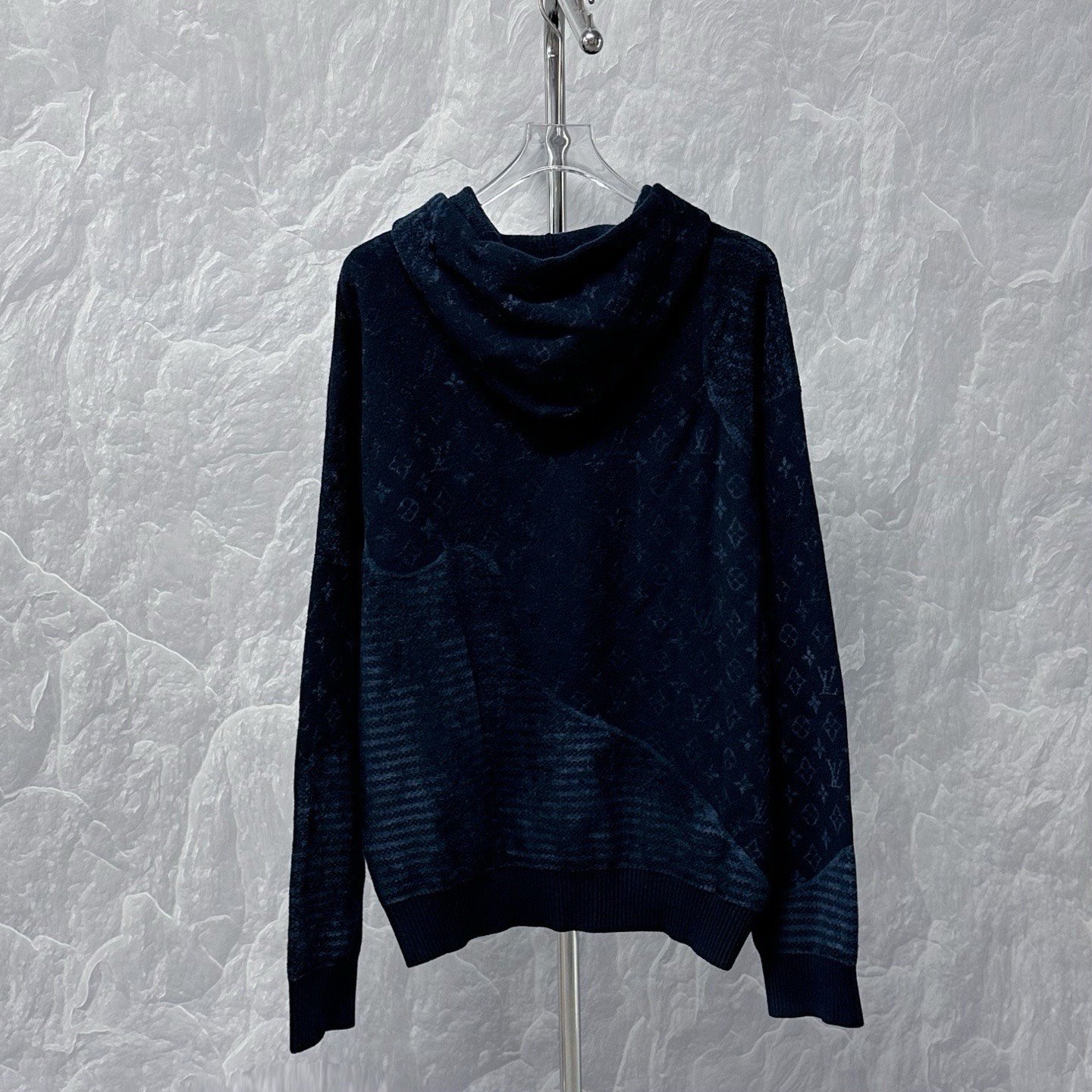 Louis Vuitton SS26 Patchwork Logo Wool Hoodie — back