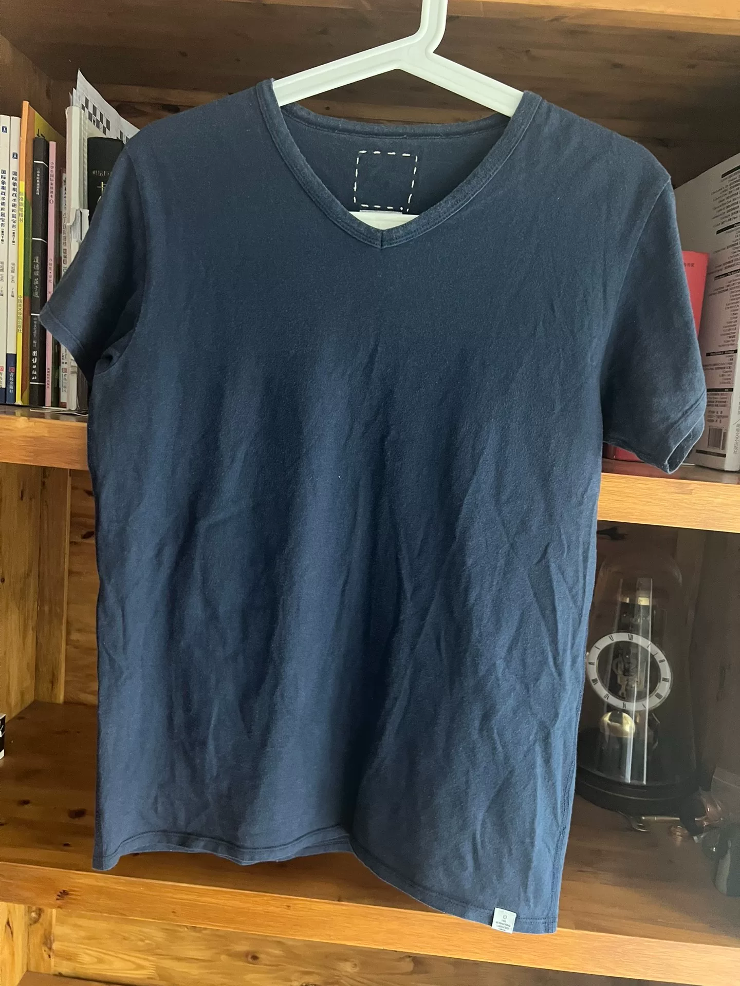 visvim Indigo V-Neck Short Sleeve T-Shirt — detail