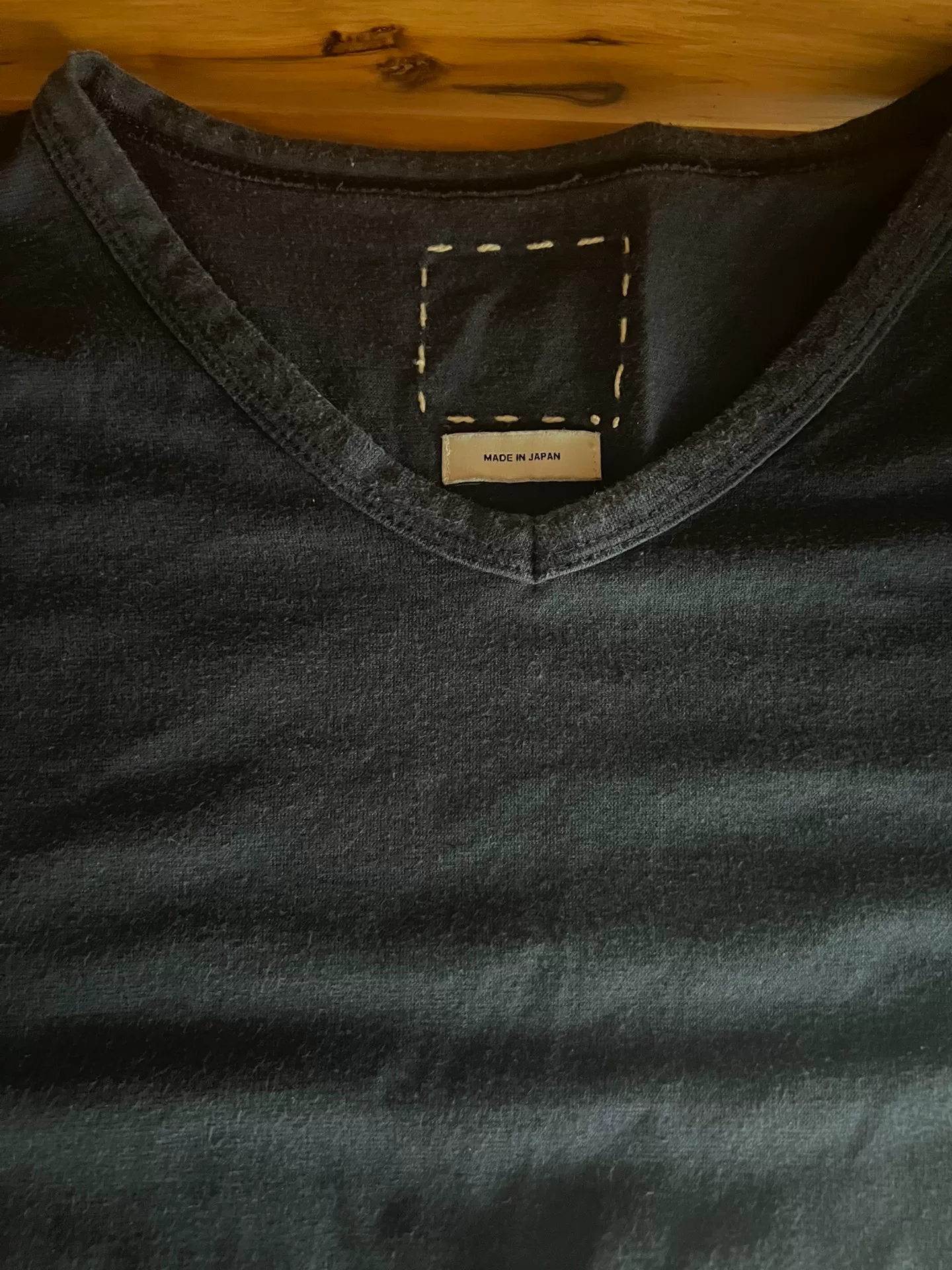visvim Indigo V-Neck Short Sleeve T-Shirt — label