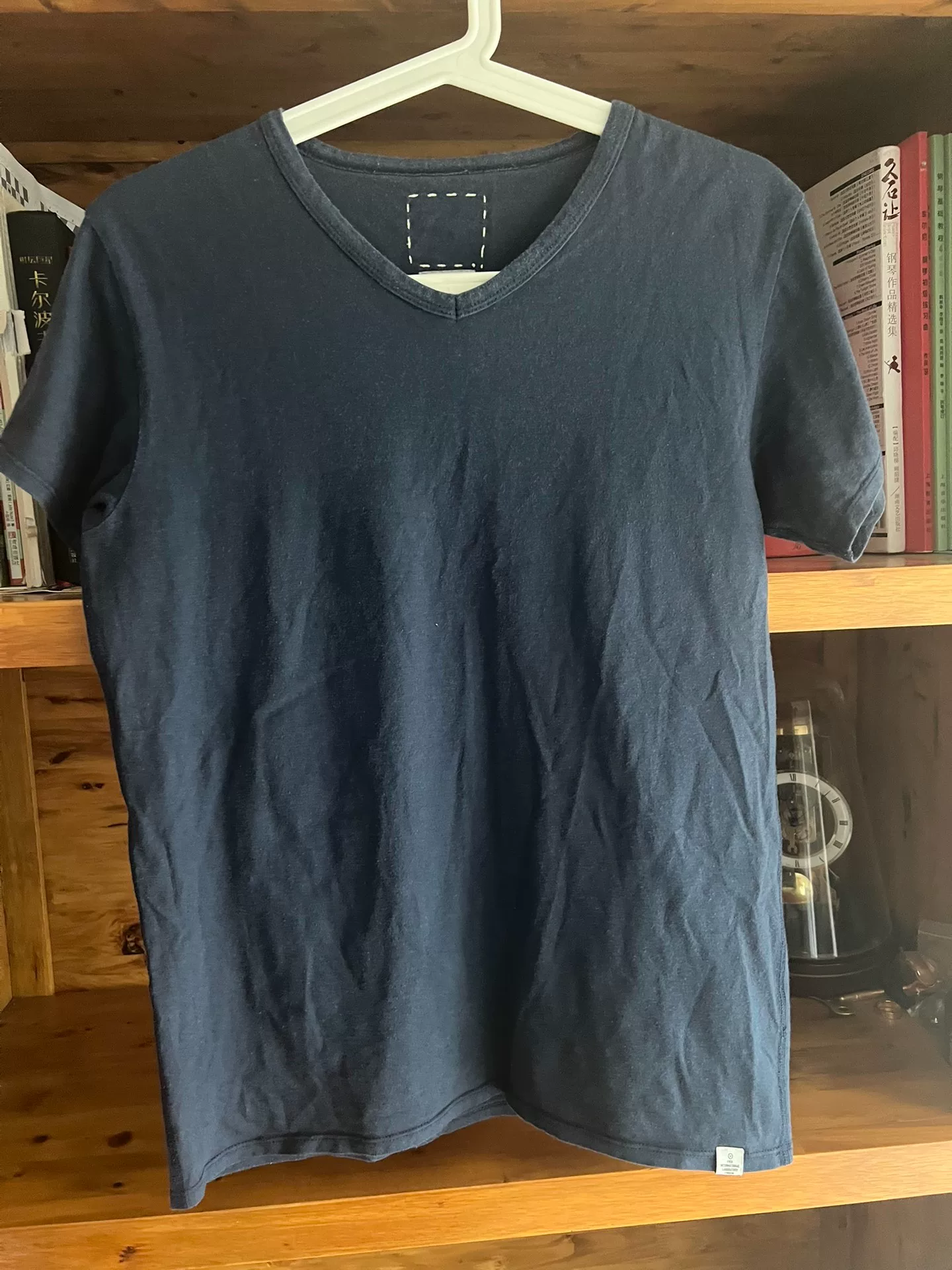 visvim Indigo V-Neck Short Sleeve T-Shirt — front