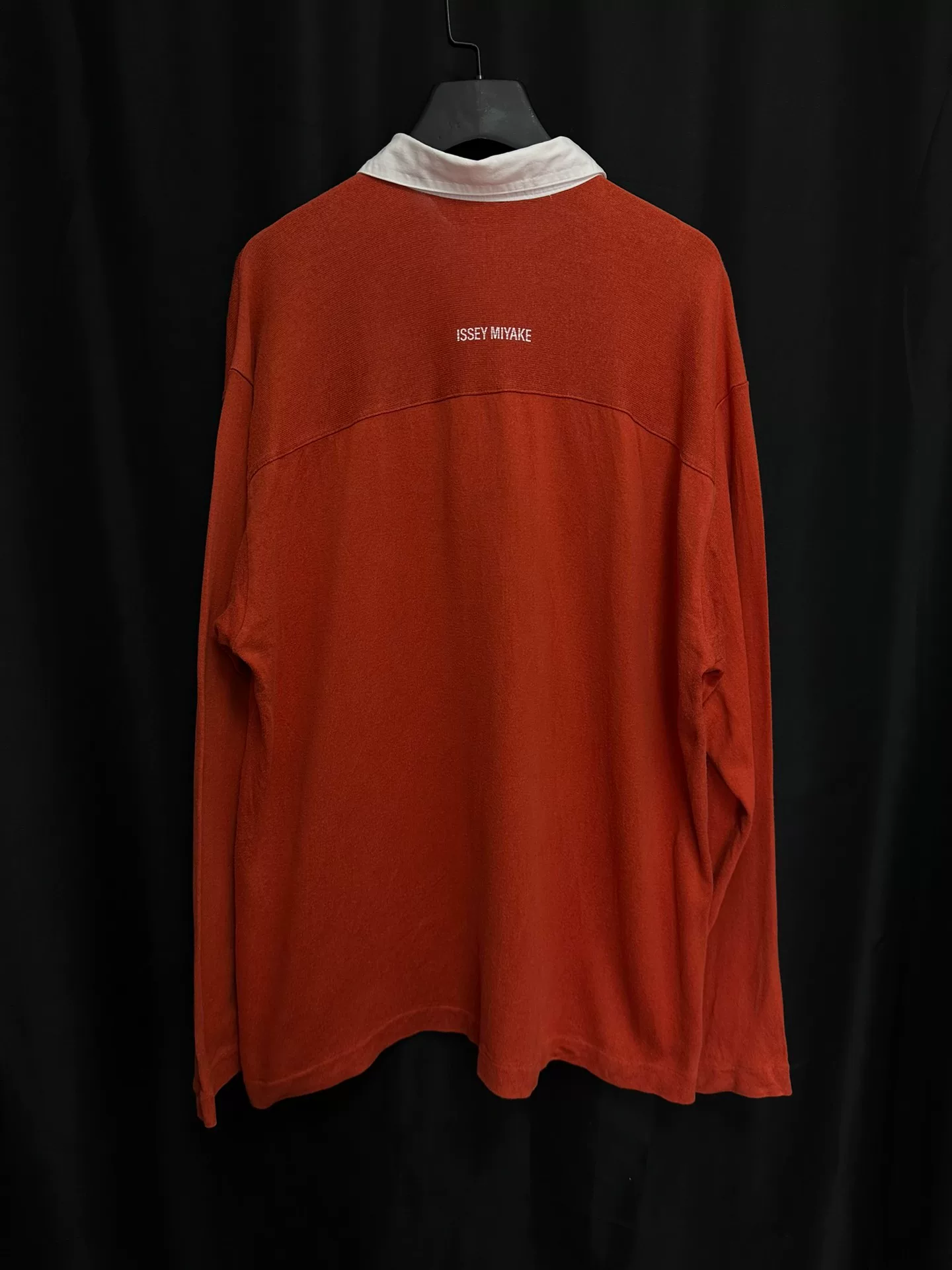 Issey Miyake 80s Red White Print Polo — front