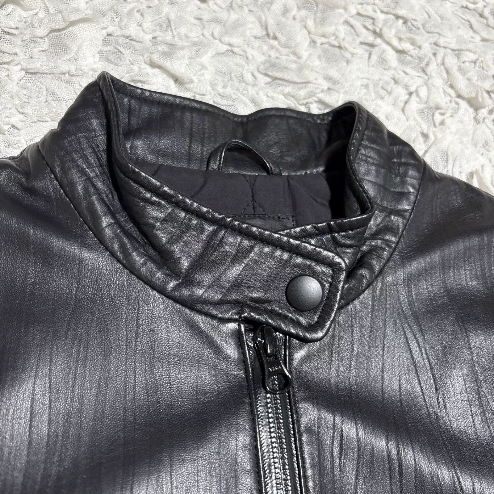 Head Porter Plus Wrinkle Leather Jacket — detail