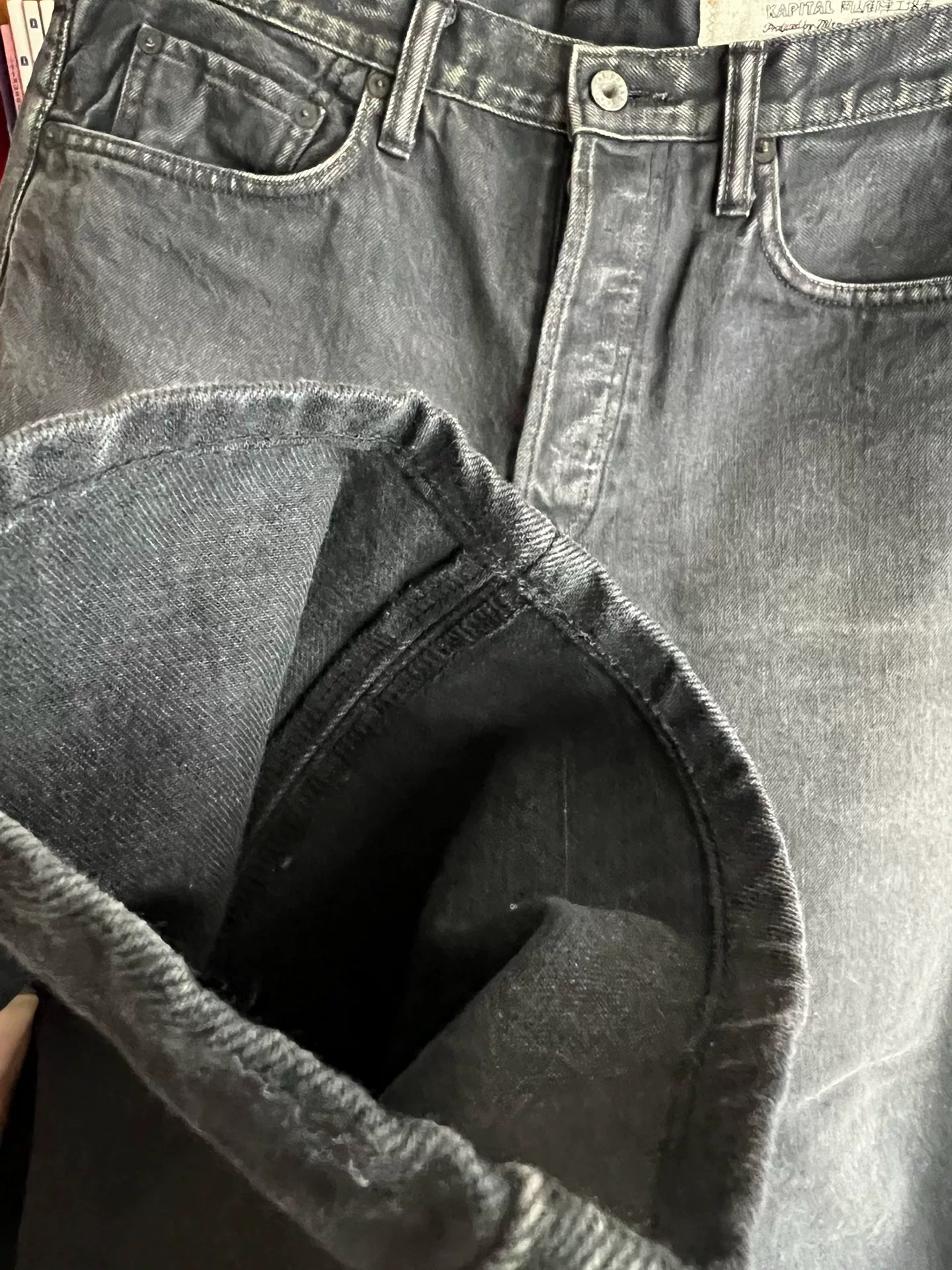 Kapital Made in Japan Washed Distressed Black Jeans — back