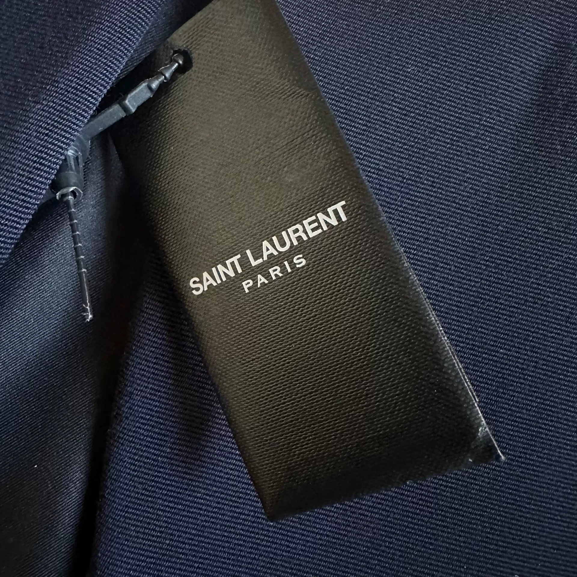 Saint Laurent Navy White Collar Blazer — detail