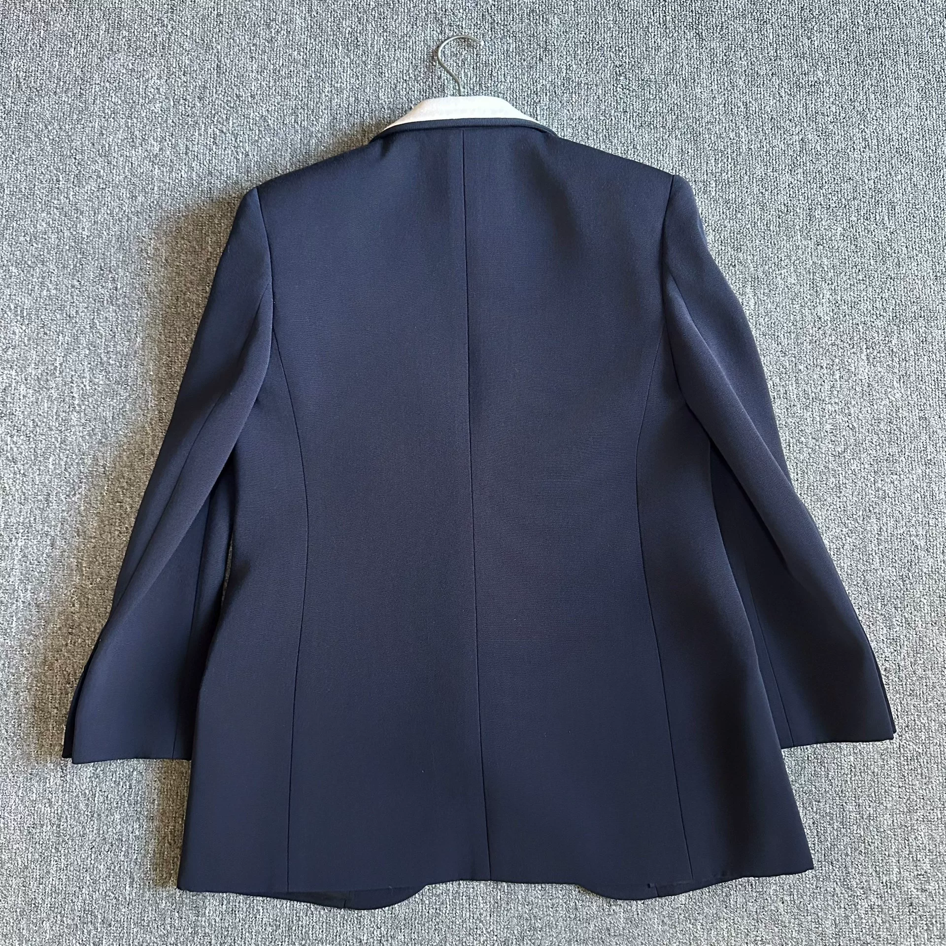 Saint Laurent Navy White Collar Blazer — back