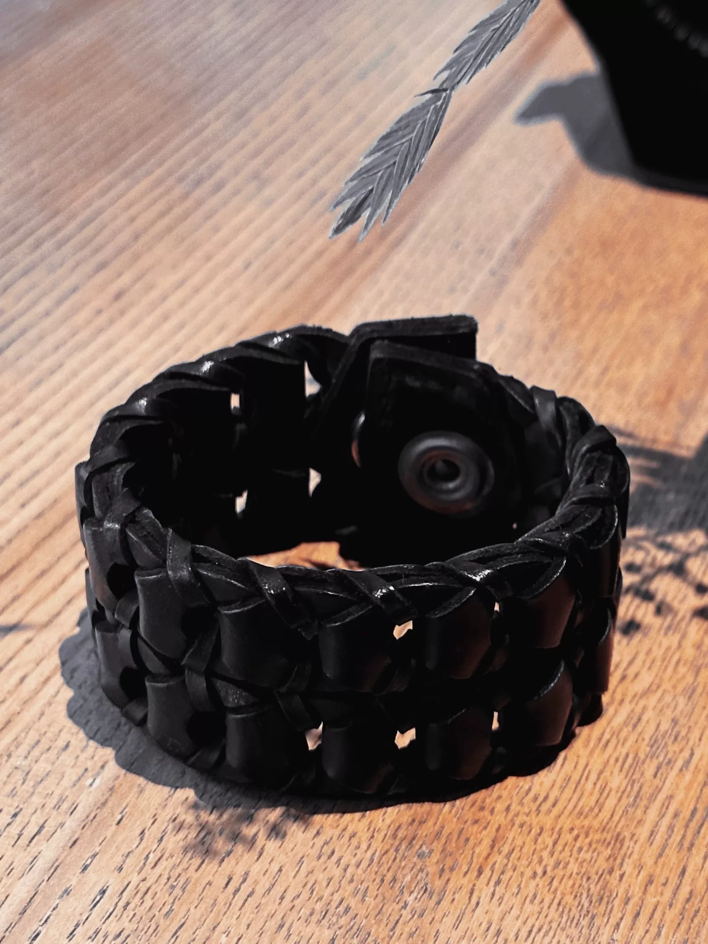 Yohji Yamamoto Silver Clasp Leather Bracelet — back