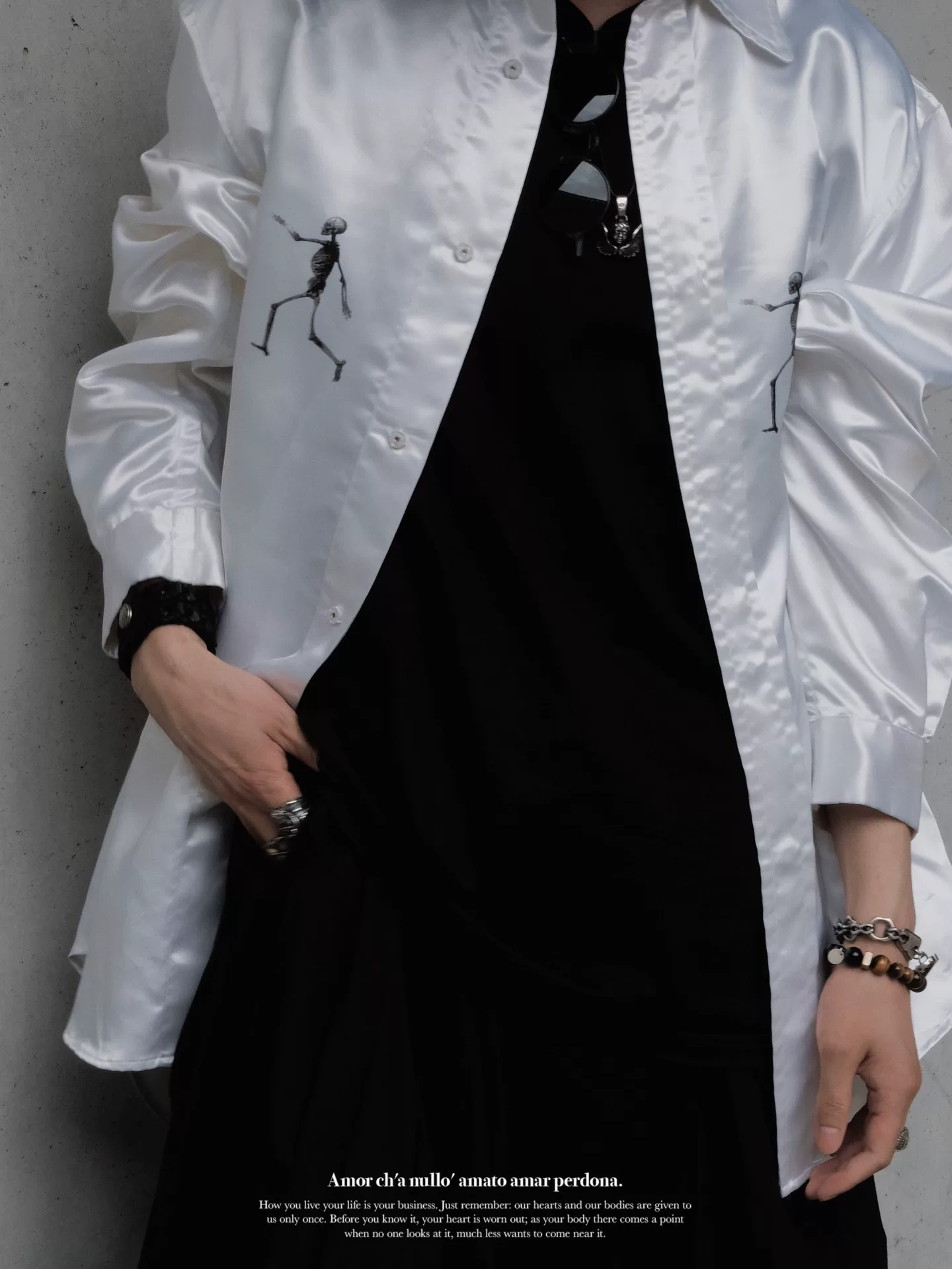 Yohji Yamamoto Silver Clasp Leather Bracelet — label