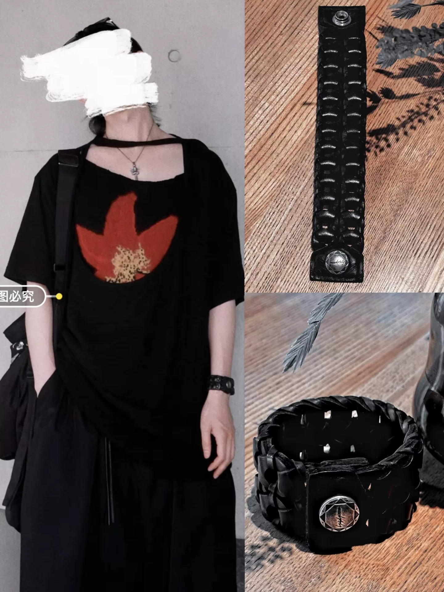 Yohji Yamamoto Silver Clasp Leather Bracelet