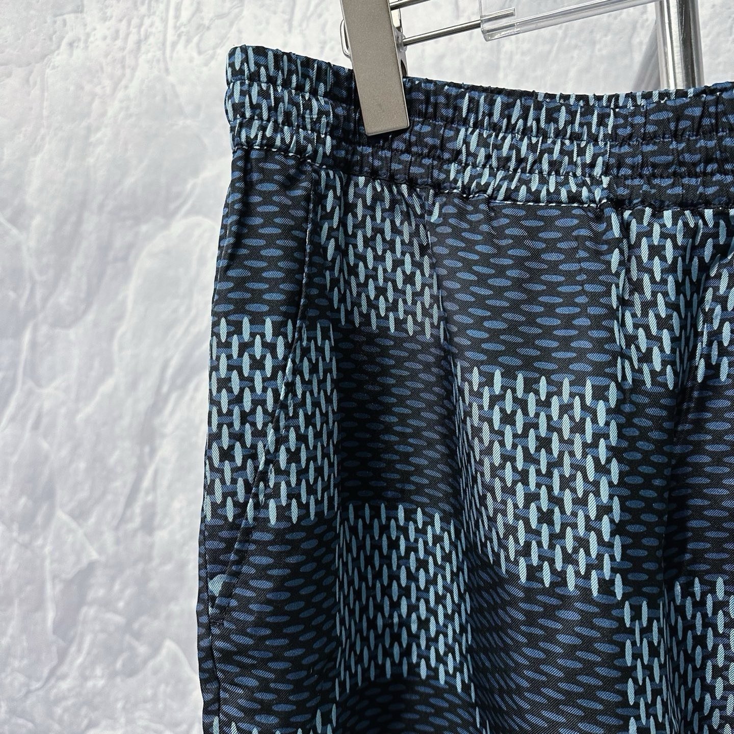 Louis Vuitton FW25 Damier Silk Shorts — detail