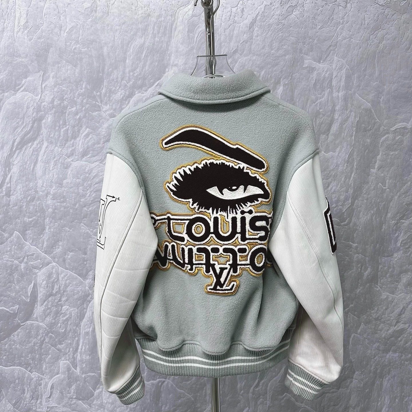 Louis Vuitton Light Gray Baseball Jacket — back