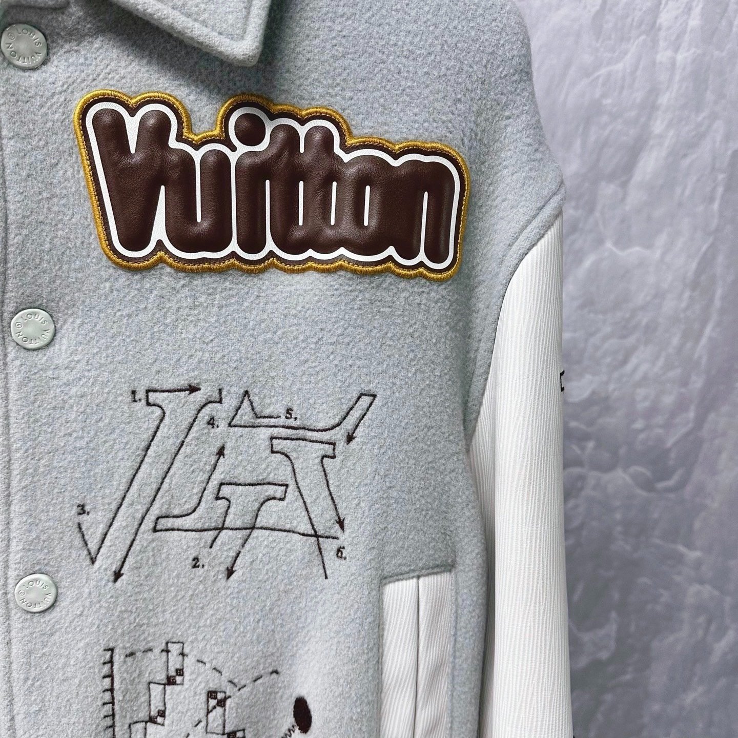 Louis Vuitton Light Gray Baseball Jacket — detail