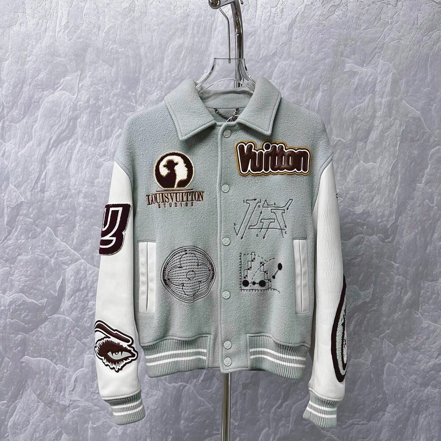 Louis Vuitton Light Gray Baseball Jacket
