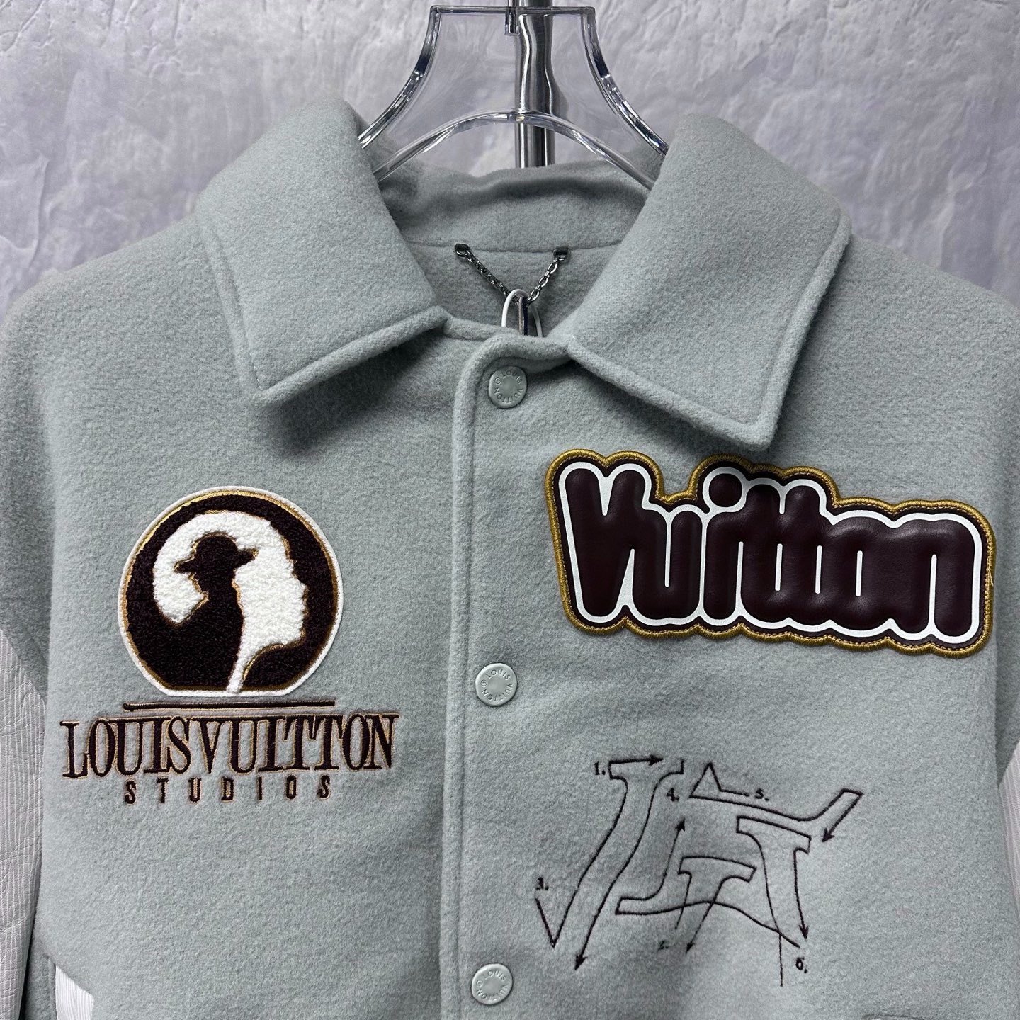 Louis Vuitton Light Gray Baseball Jacket — front