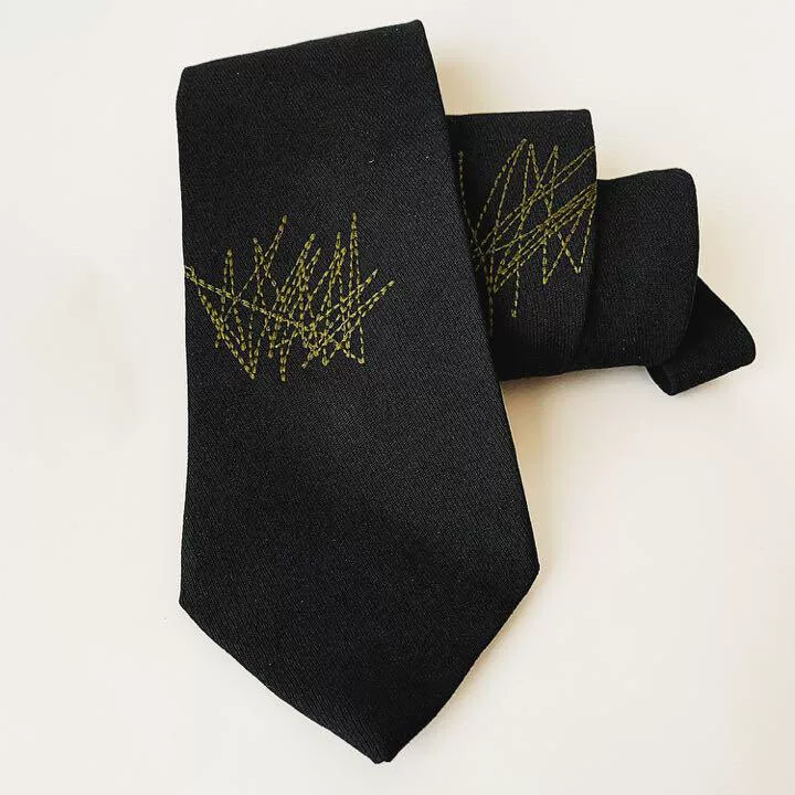 Yohji Yamamoto White Graphic Tie — back