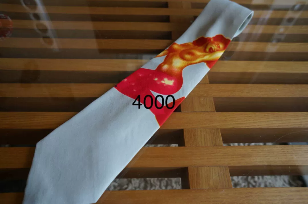 Yohji Yamamoto White Graphic Tie