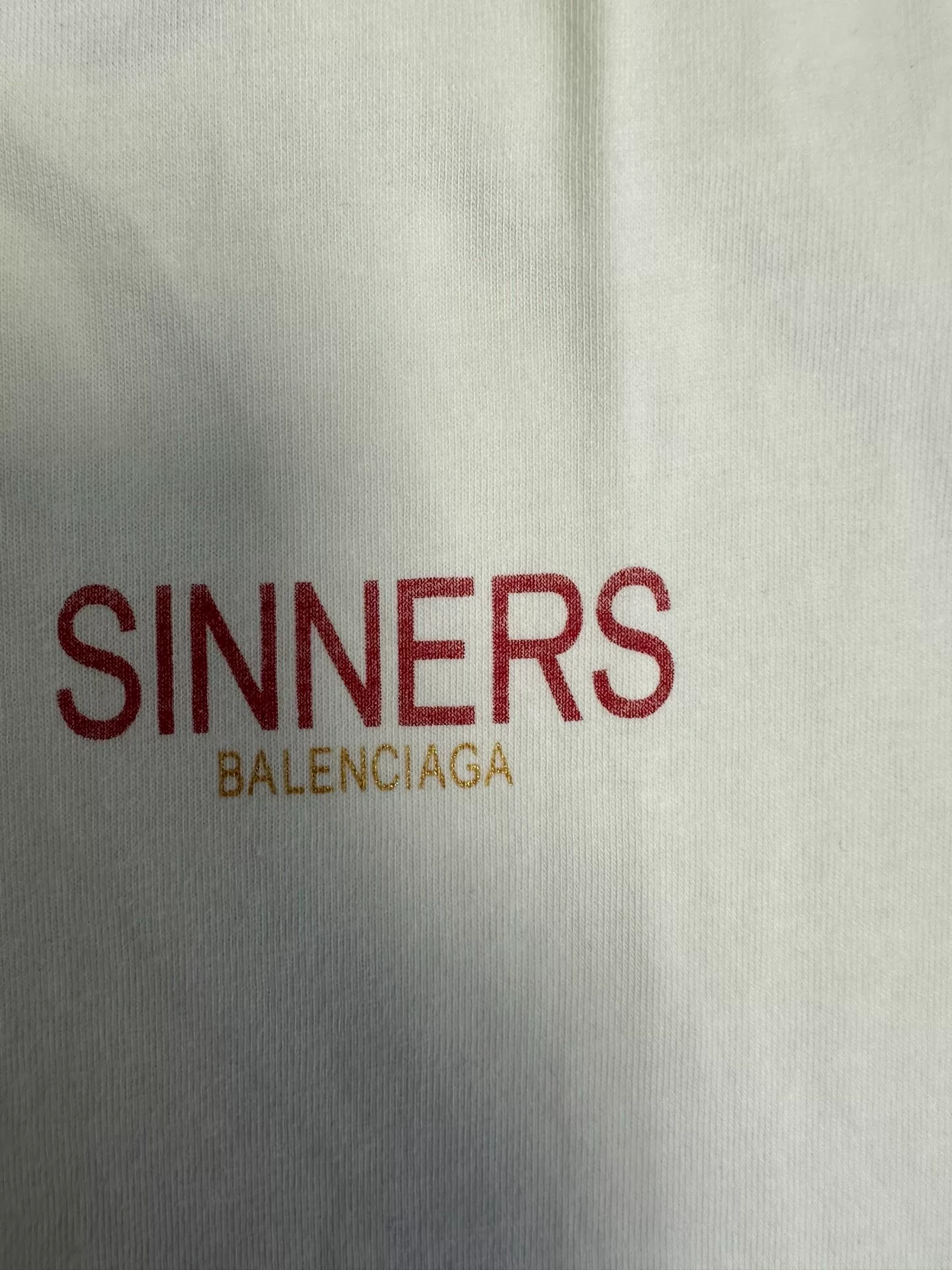 Balenciaga Red 'SINNERS' Logo Crew T-shirt — detail
