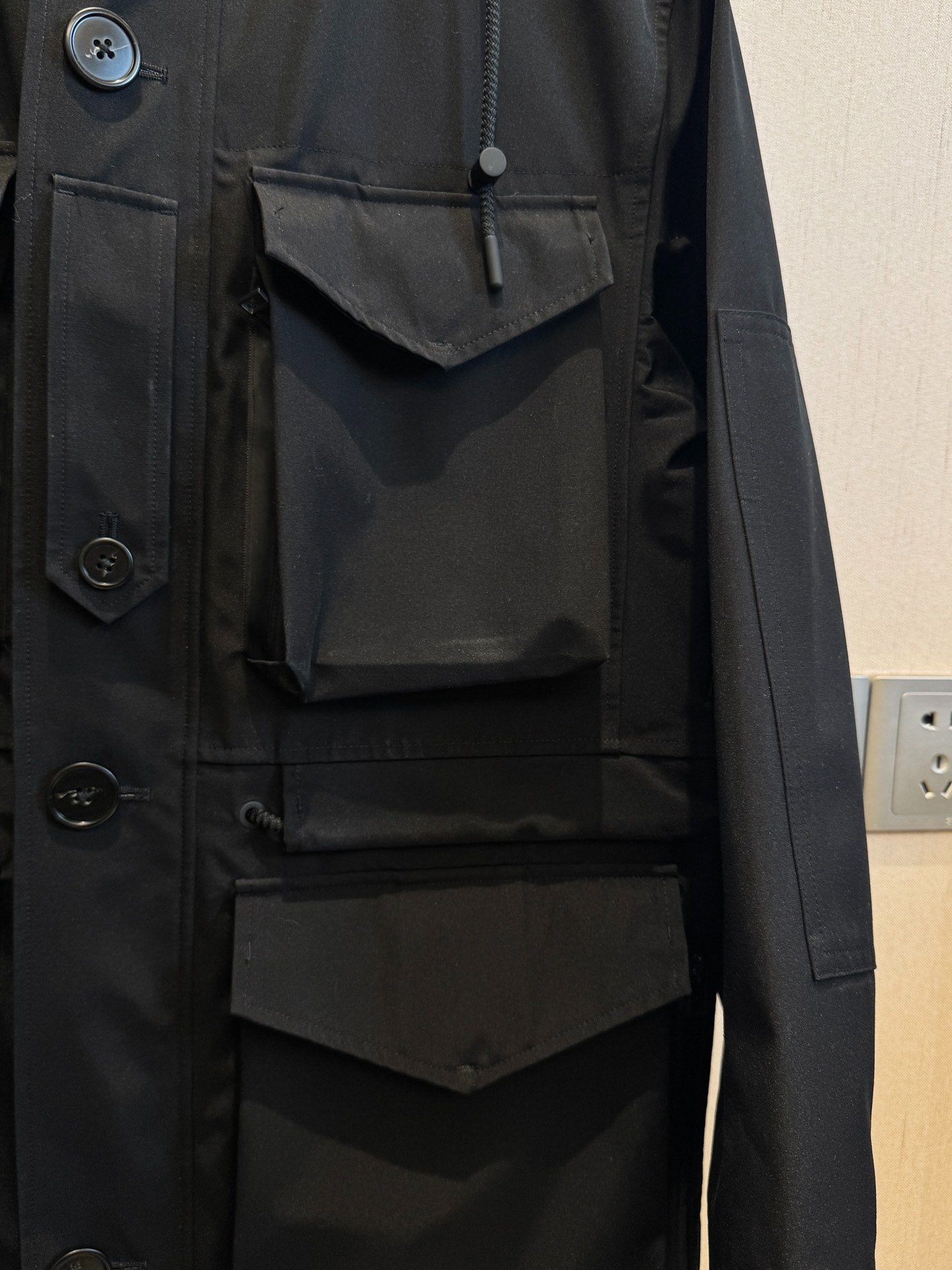 Theory Hardshell Military Style Jacket — detail