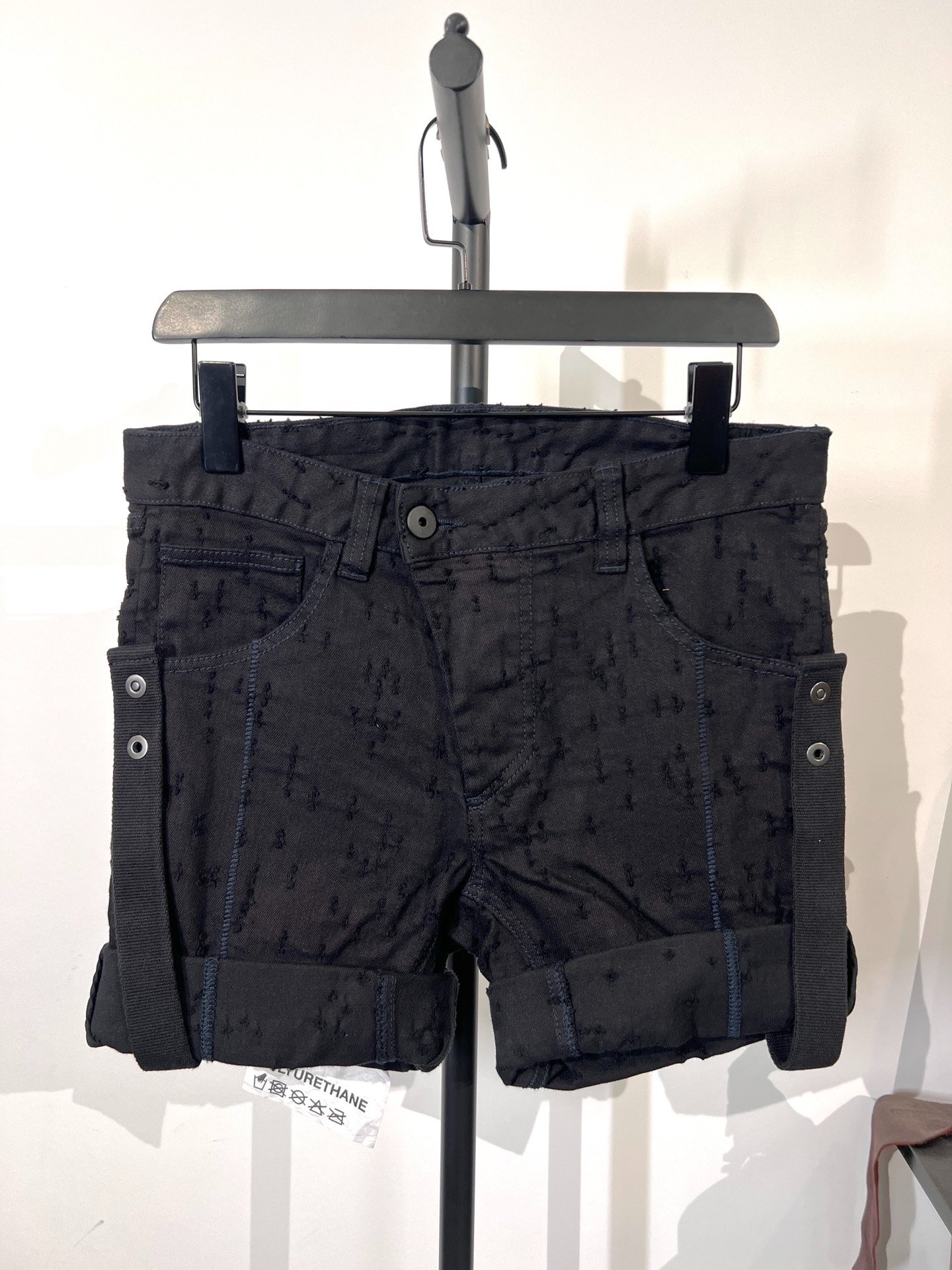 Boris Bidjan Saberi 11by bbs P1 Black Denim Shorts — front