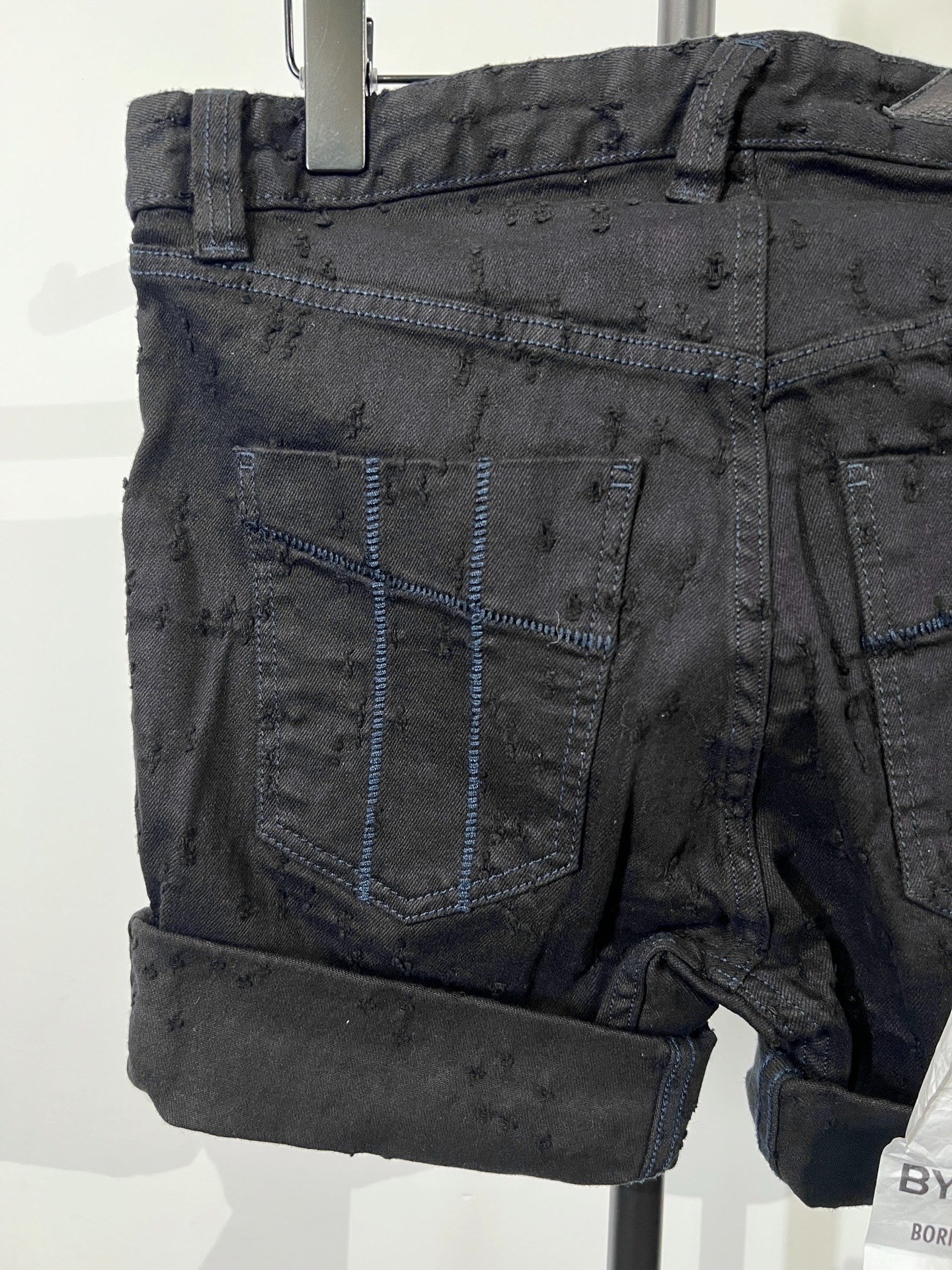 Boris Bidjan Saberi 11by bbs P1 Black Denim Shorts — back