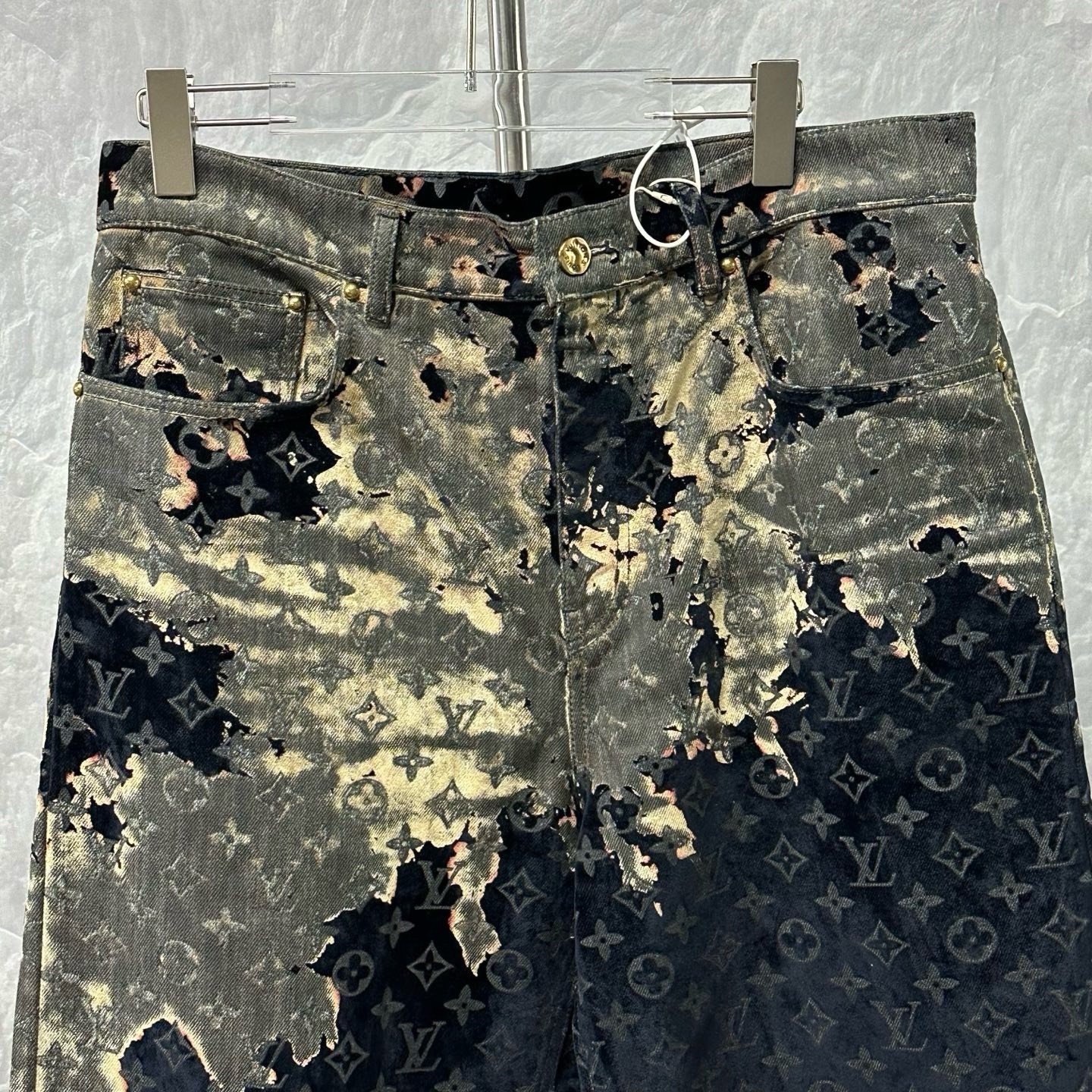 Louis Vuitton SS24 Fire Cloud Flocked Pants — front