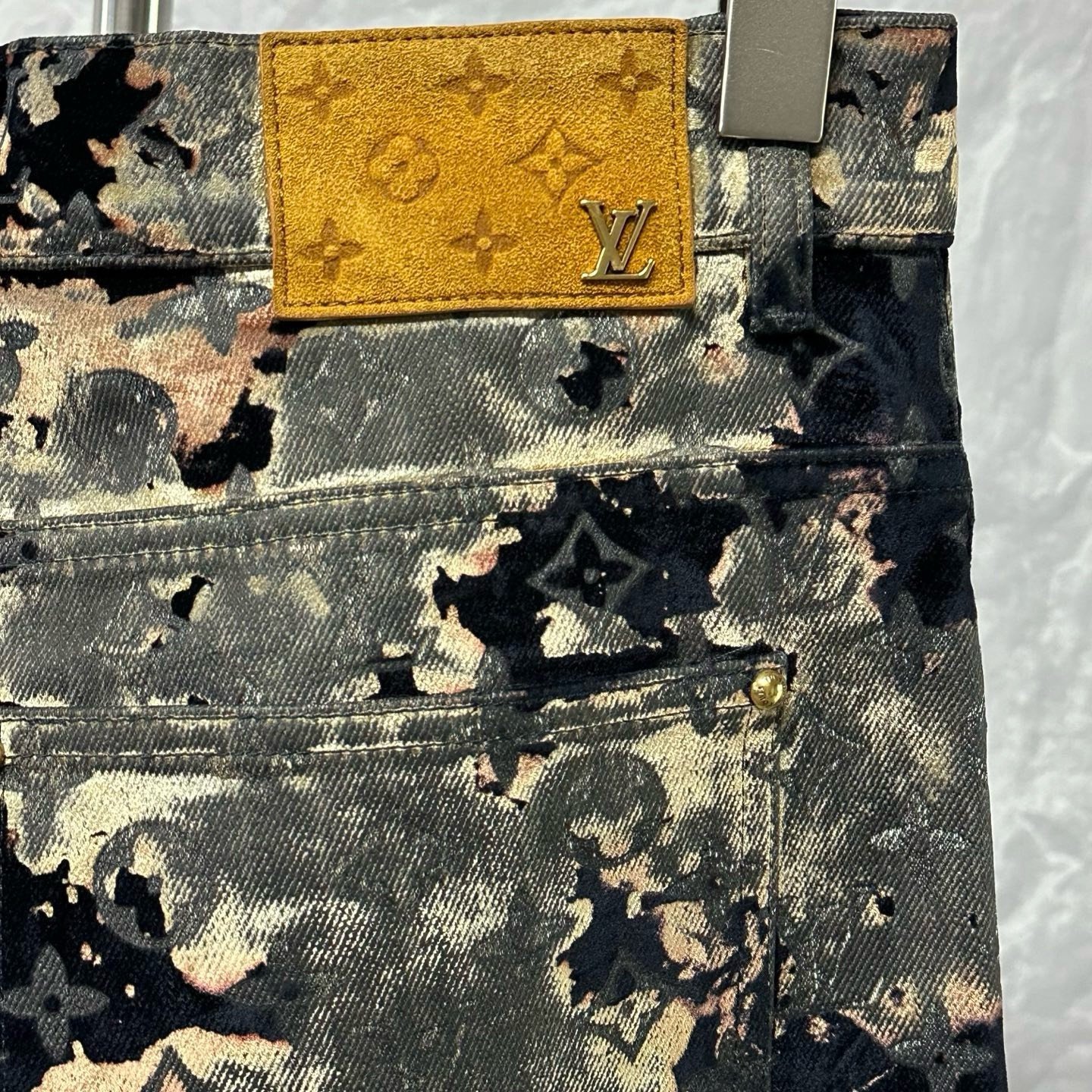 Louis Vuitton SS24 Fire Cloud Flocked Pants — detail
