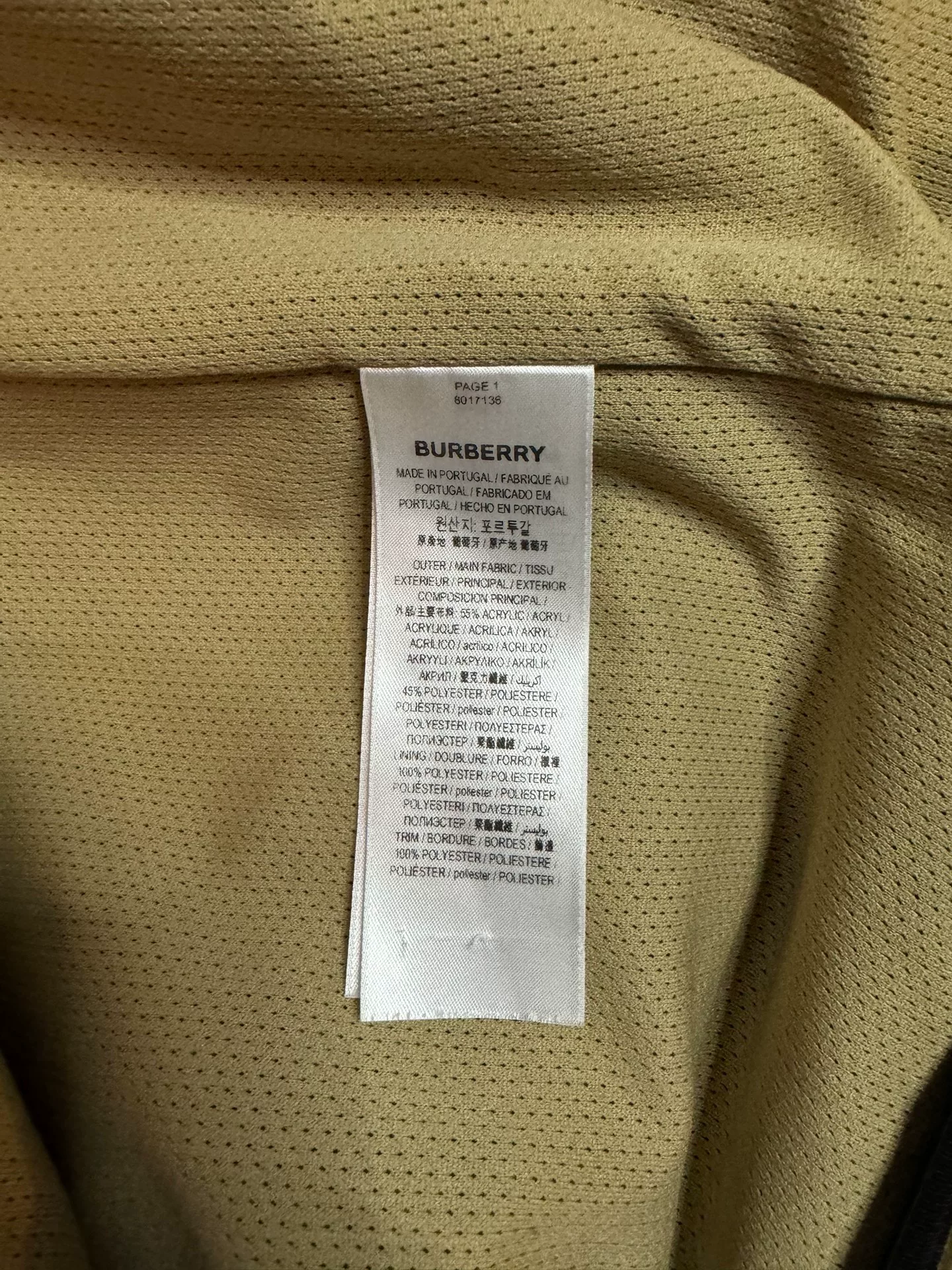 Burberry Plaid Lamb Wool Jacket — label