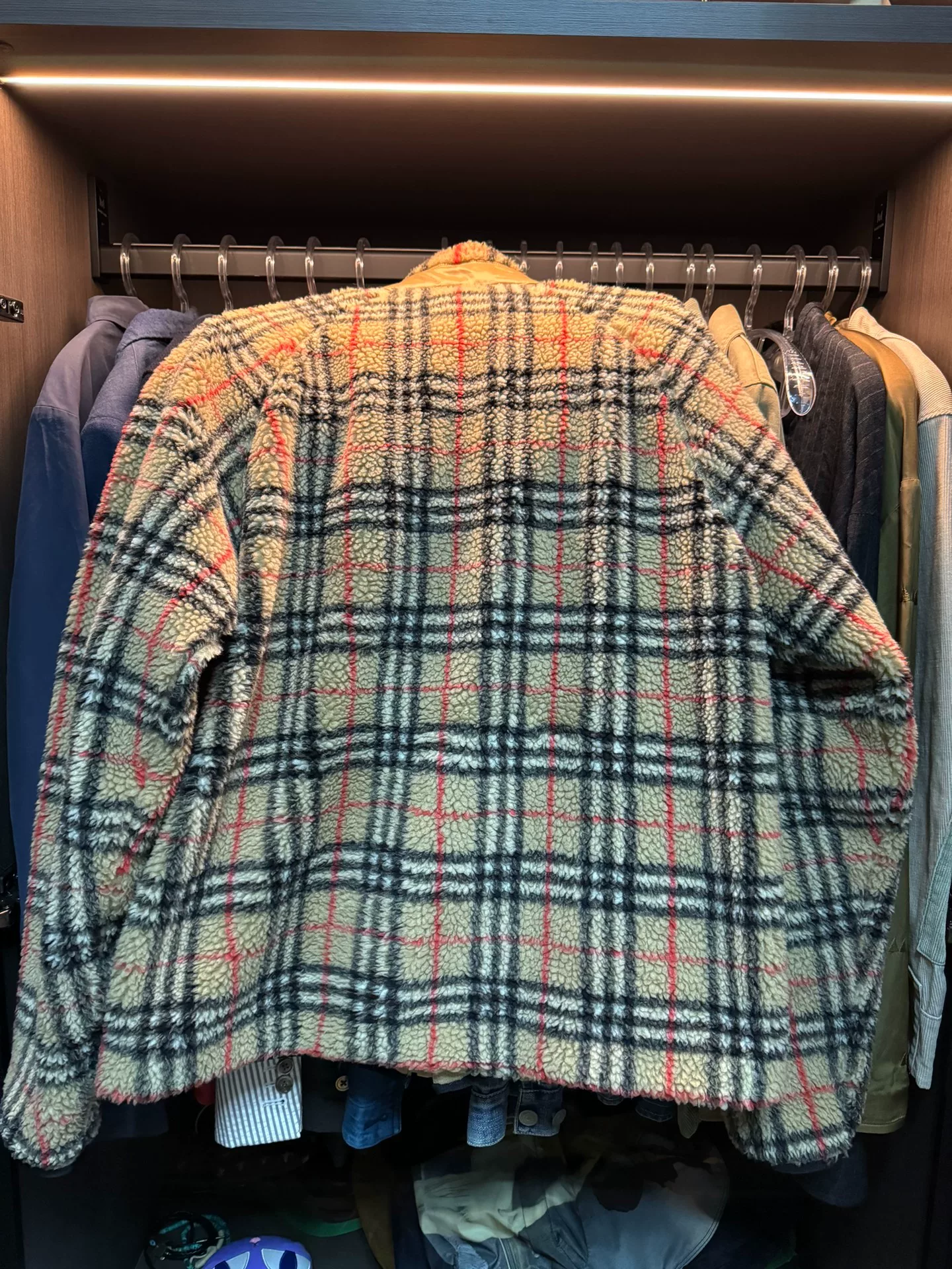 Burberry Plaid Lamb Wool Jacket — detail