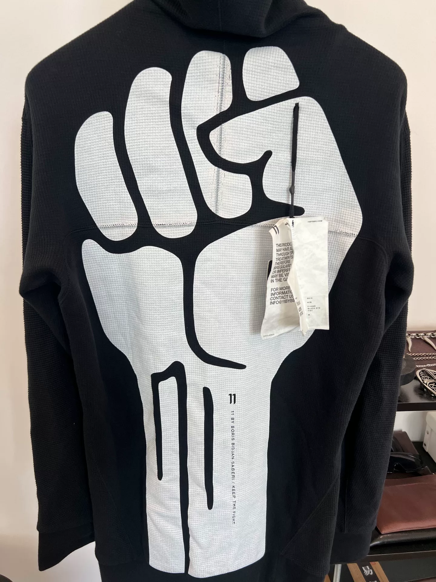 Boris Bidjan Saberi 11by BBS Fist Graphic Hoodie — label